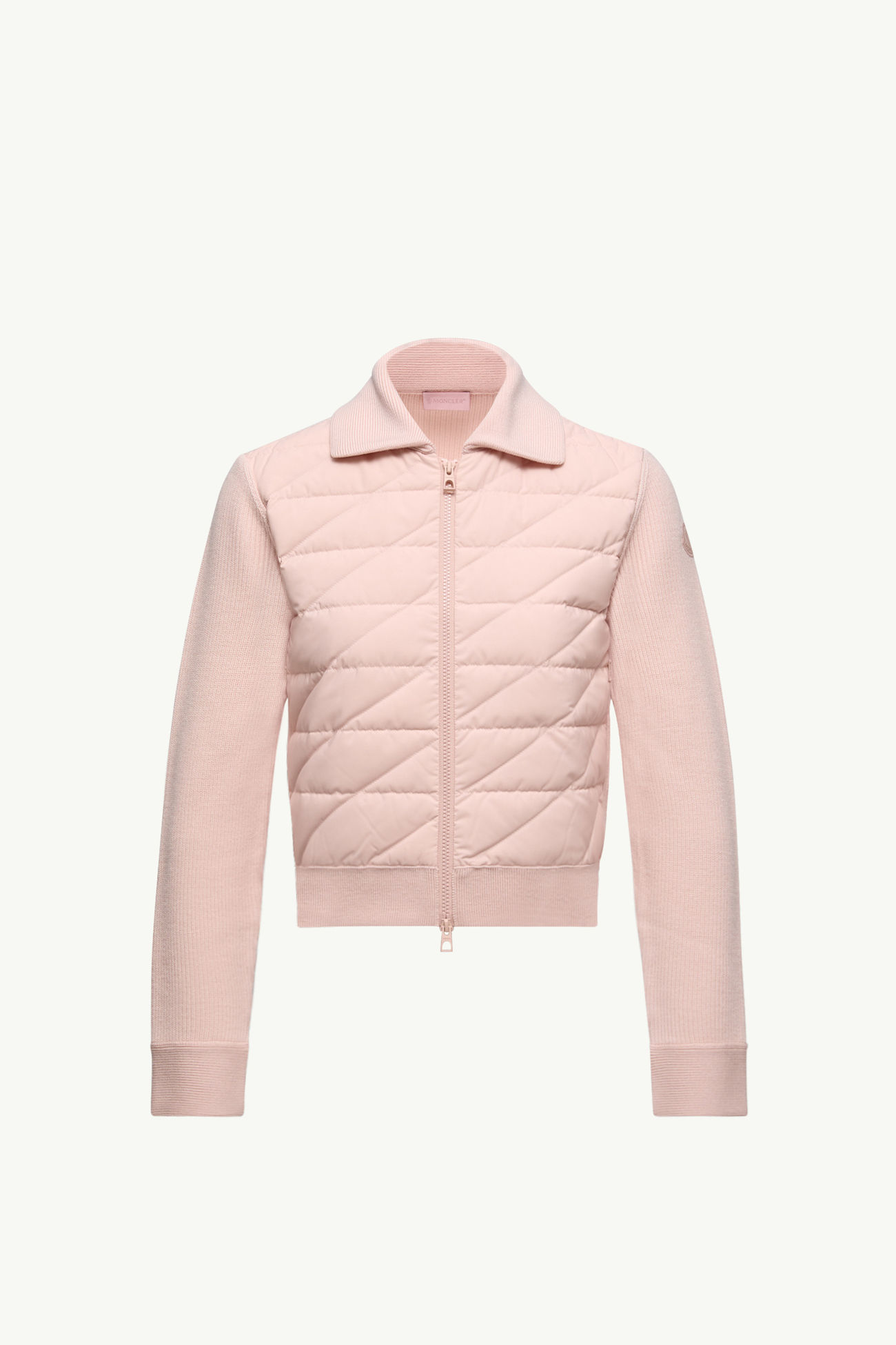 Cardigan imbottito in lana con trapuntatura diagonale Donna Rosa Chiaro Moncler 2