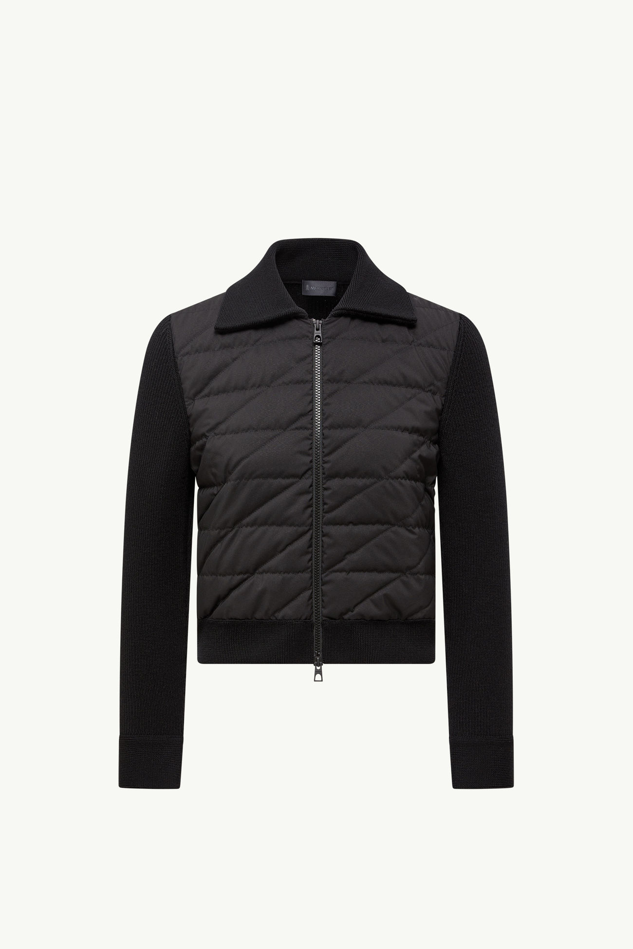 斜紋絎縫夾層羊毛開襟毛衣 女士 黑色 Moncler 2