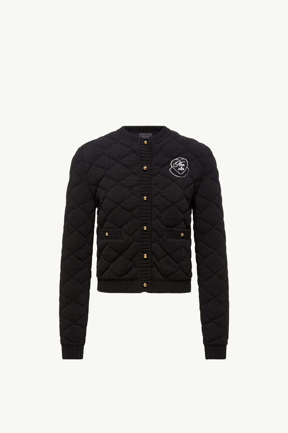 Diamond-Quilted Padded Wool Blend Cardigan Women Black Moncler 2