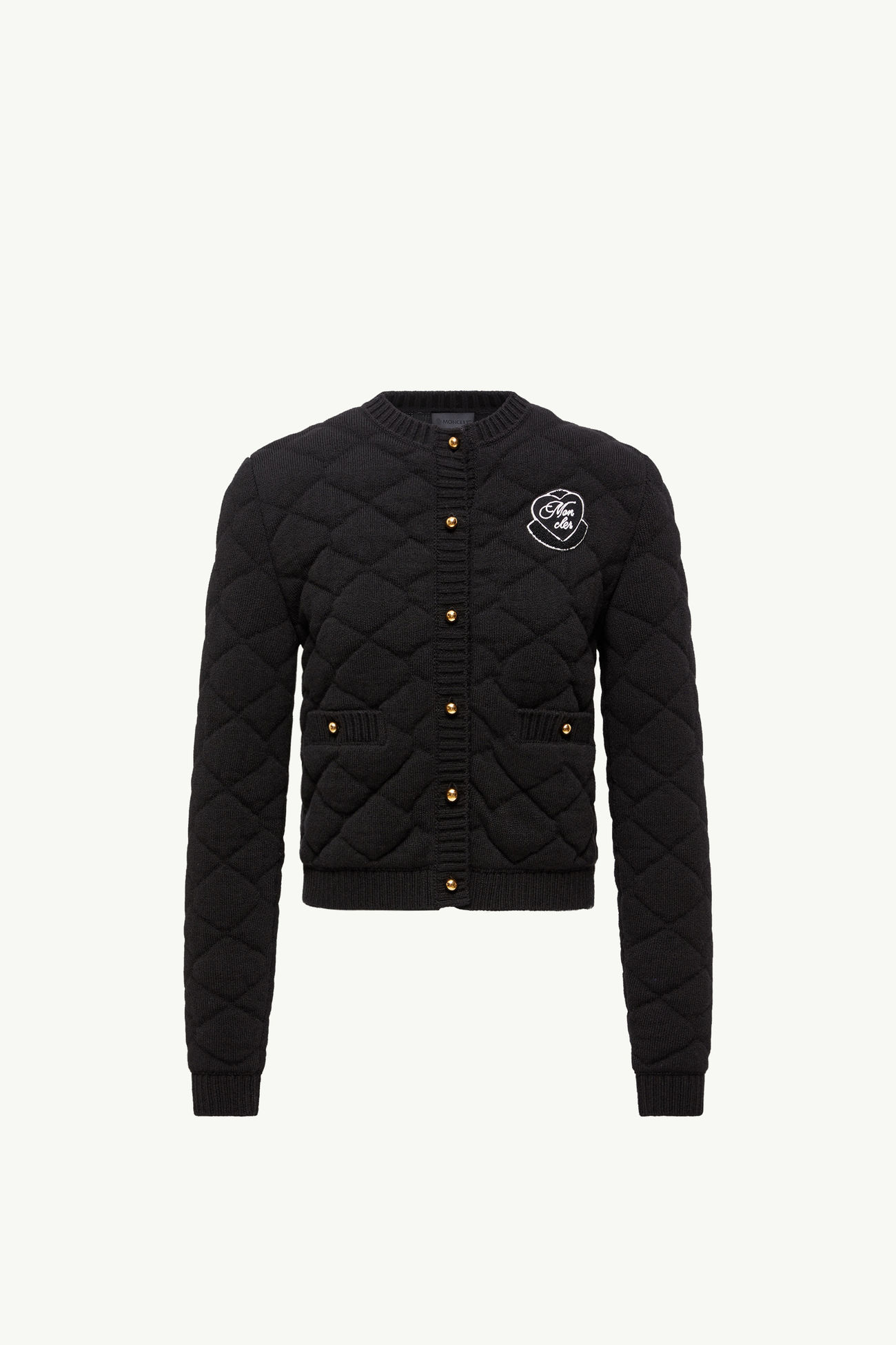 다이아몬드 퀼팅 패딩 울 혼방 카디건 여성 블랙 Moncler 2