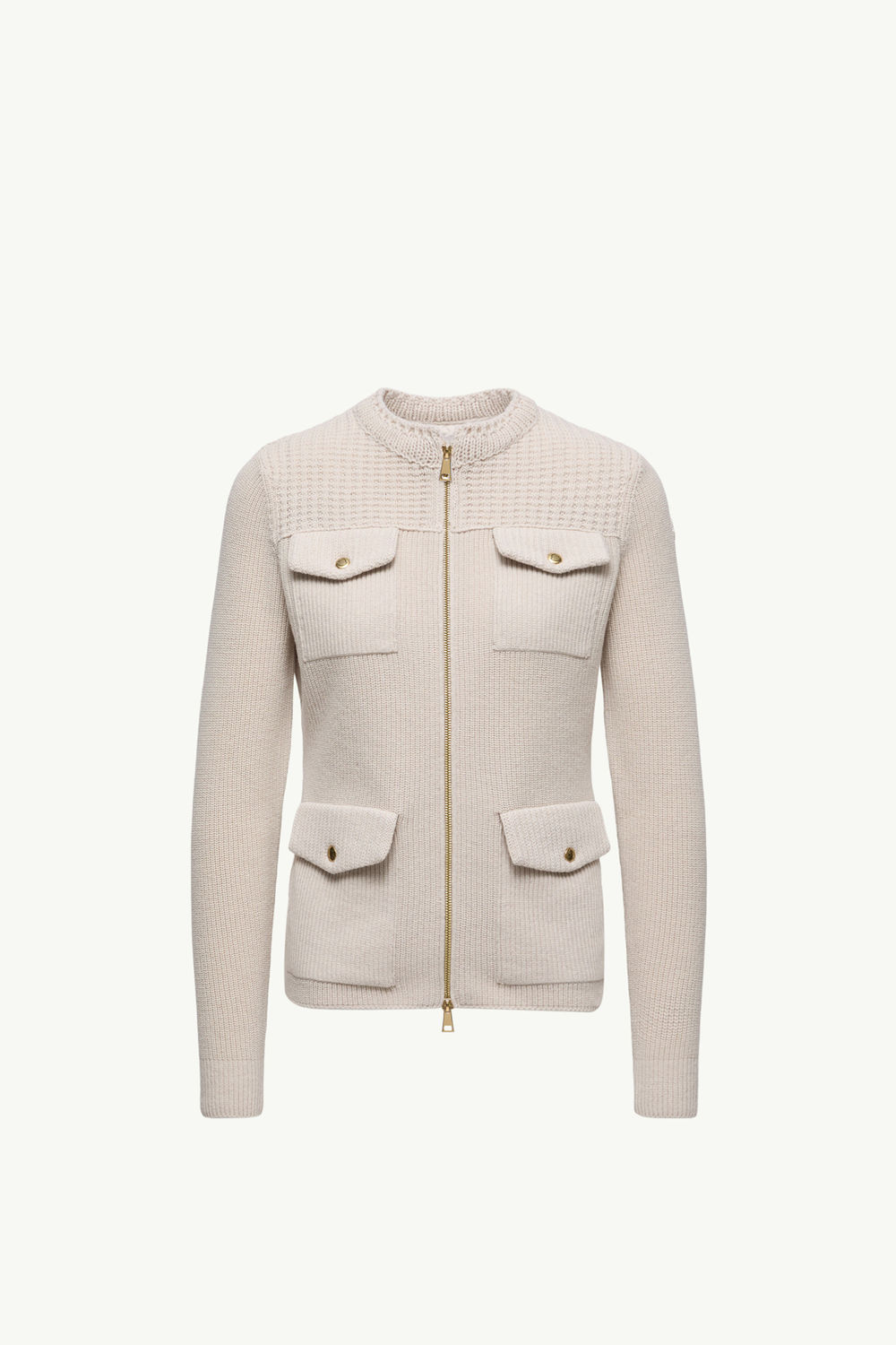 Padded Wool Zip-Up Cardigan Women White Moncler 2