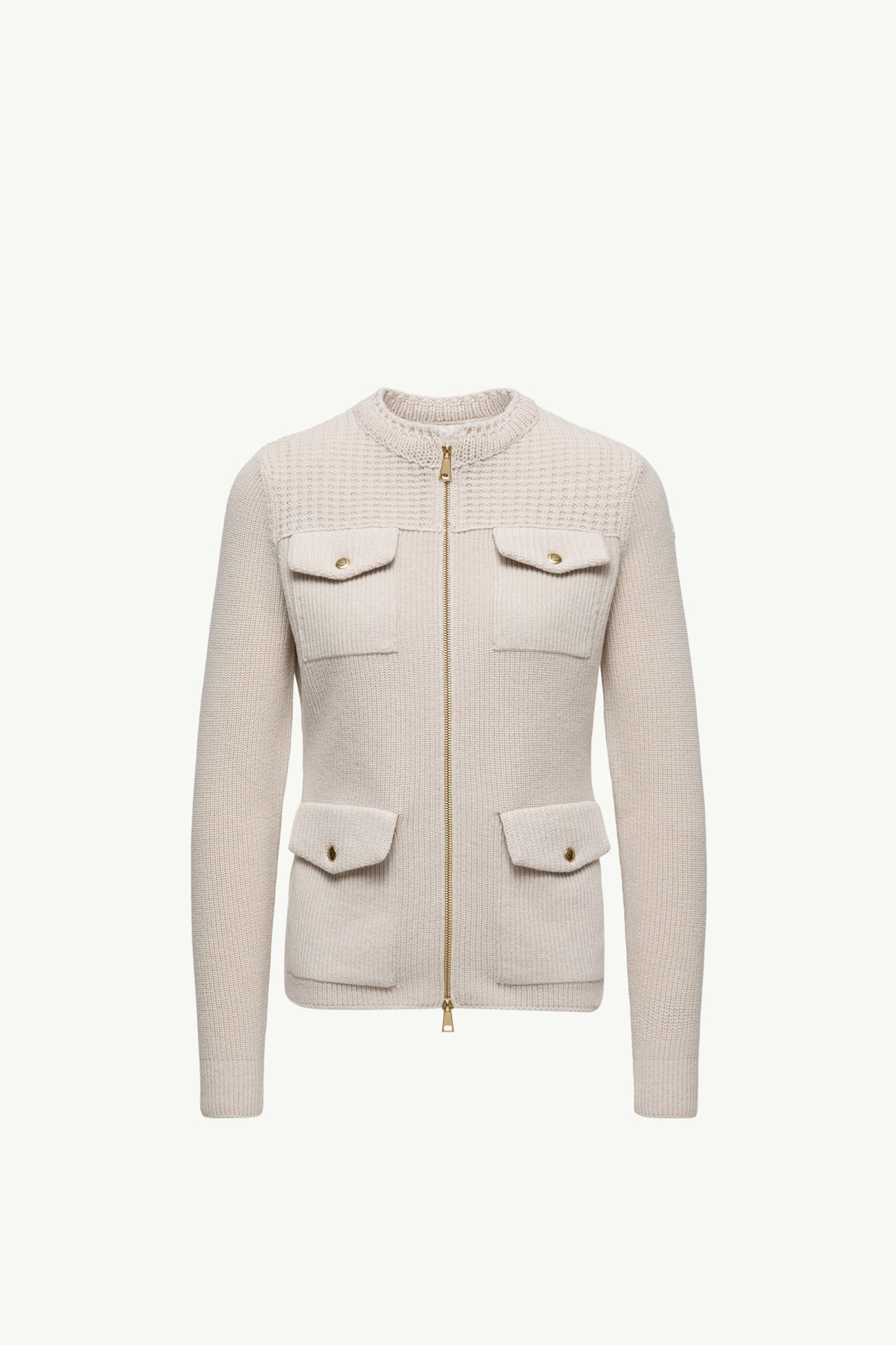 Padded Wool Zip-Up Cardigan Women White Moncler 2