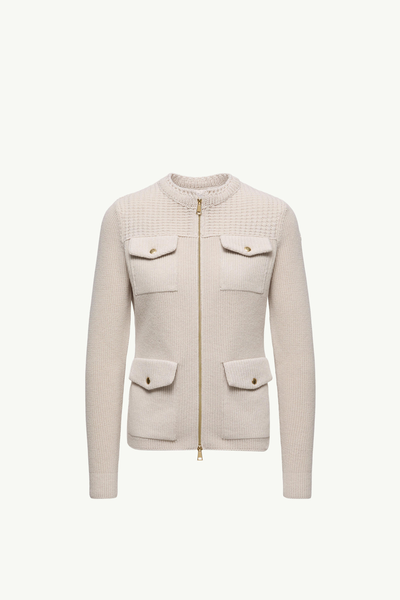Padded Wool Zip-Up Cardigan Women White Moncler 2