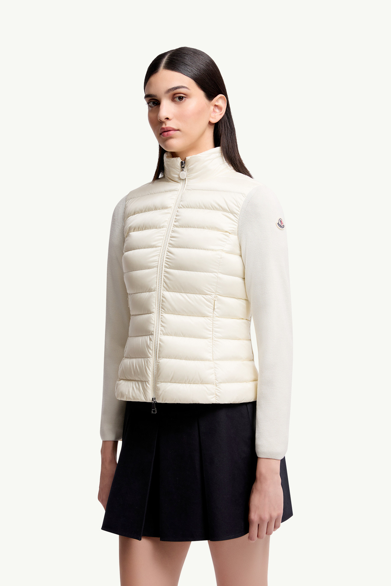 Padded Wool Zip-Up Cardigan White Moncler 3
