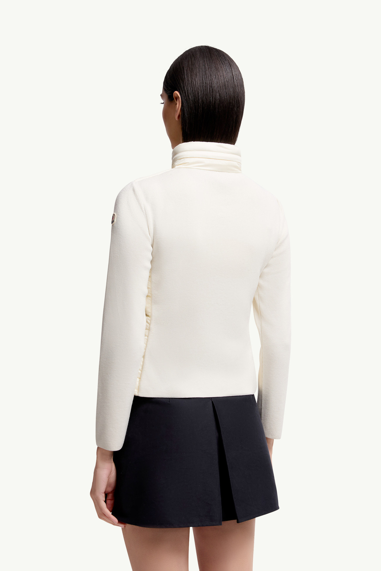 Wattierte Strickjacke aus Wolle mit Reißverschluss Weiß Moncler 4
