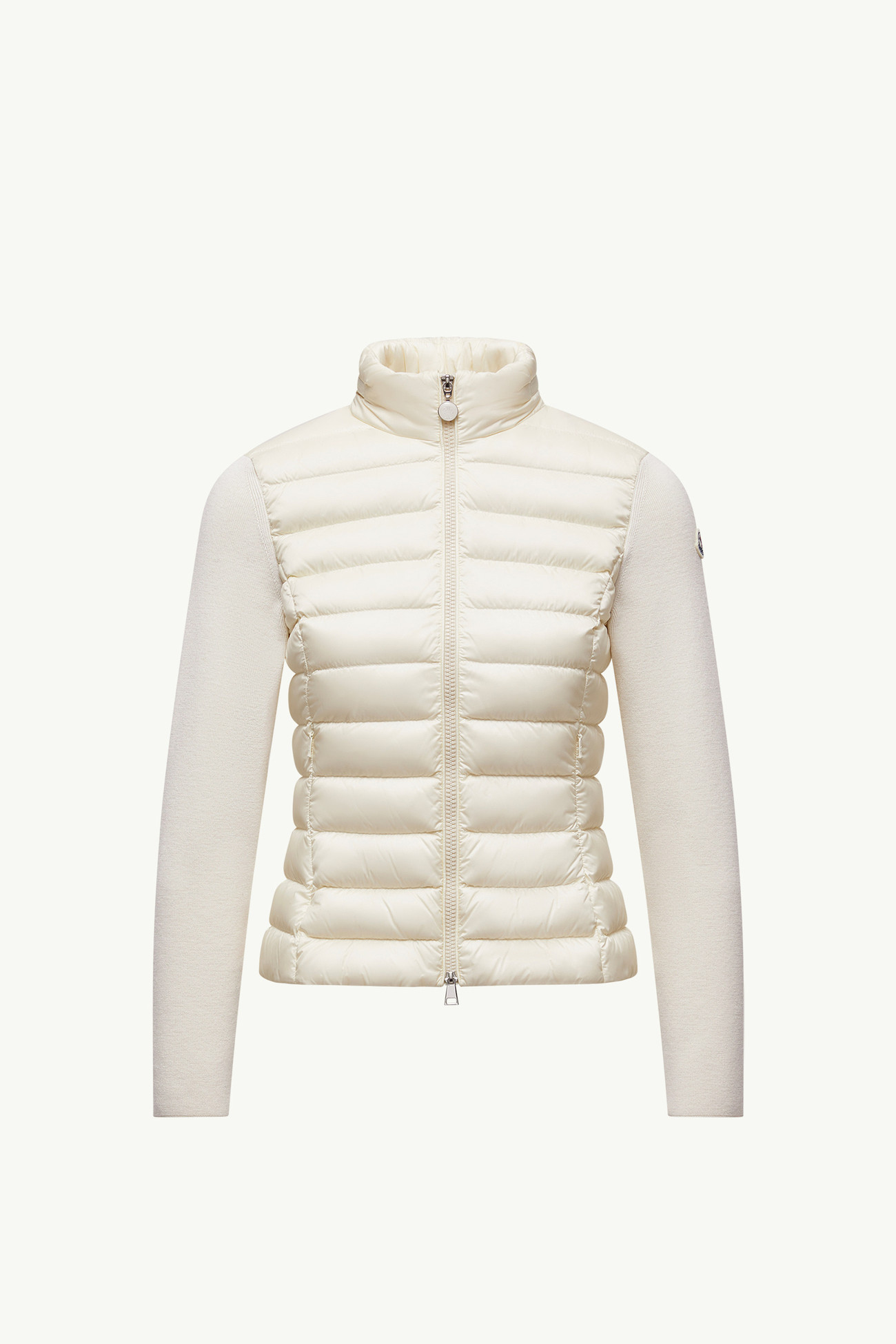 Wattierte Strickjacke aus Wolle mit Reißverschluss Weiß Moncler 2