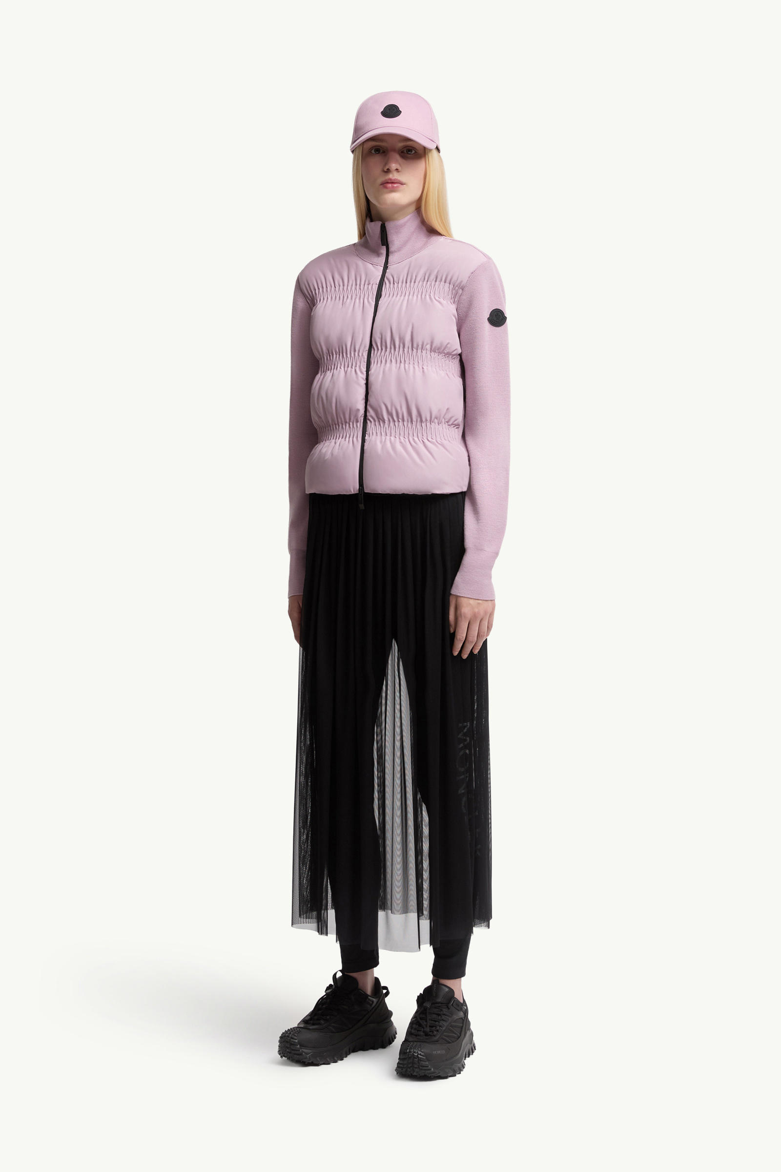 Padded Wool Zip-Up Cardigan Women Dusty Pink Moncler 0