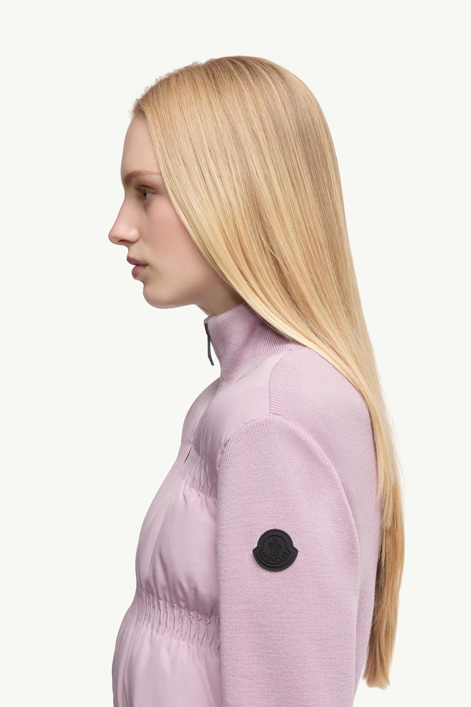 Padded Wool Zip-Up Cardigan Women Dusty Pink Moncler 1
