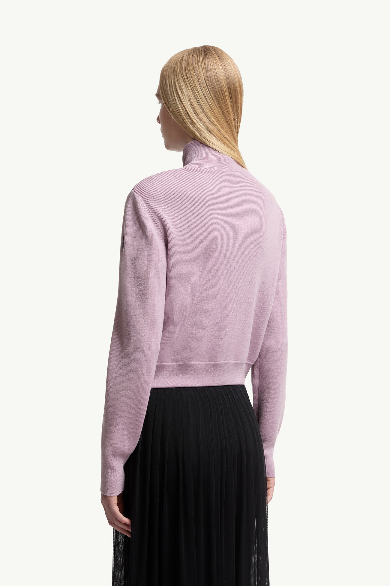 Cardigan zippé matelassé en laine Femmes Rose Poudré Moncler 4