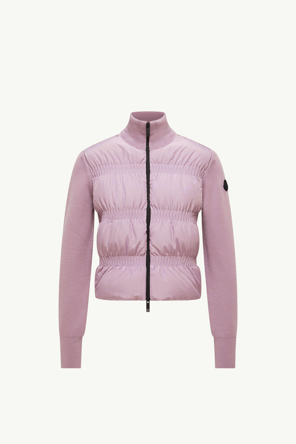 Padded Wool Zip-Up Cardigan Women Dusty Pink Moncler 2