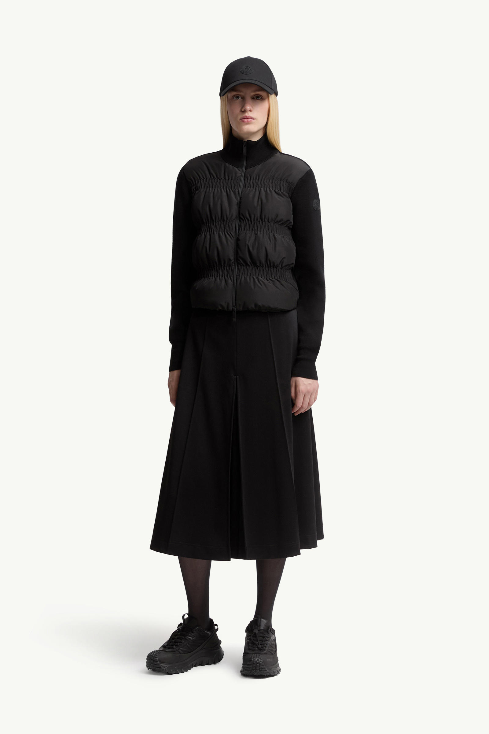 Padded Wool Zip-Up Cardigan Women Black Moncler 0