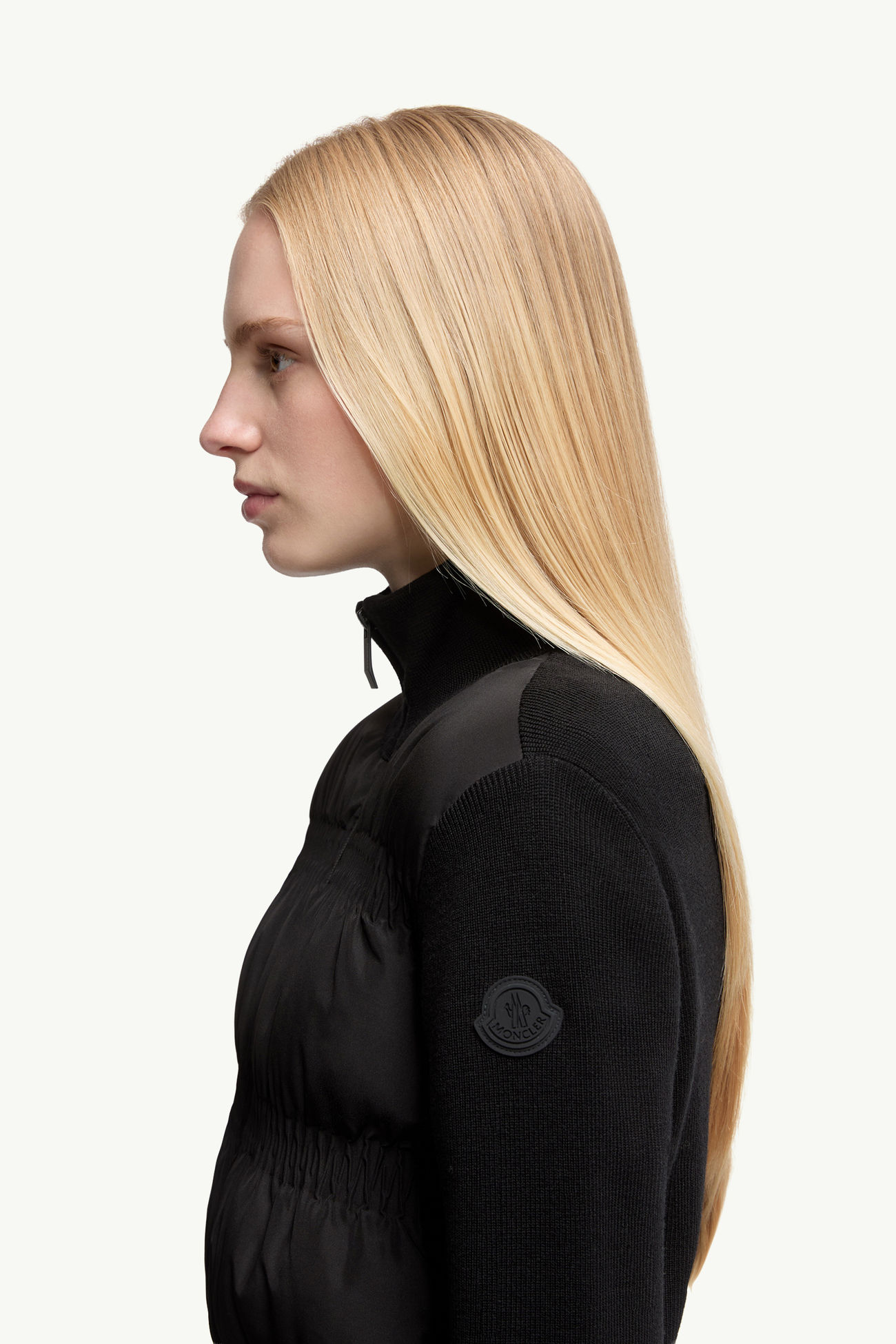 Cárdigan con cremallera de lana acolchada Mujer Negro Moncler 1