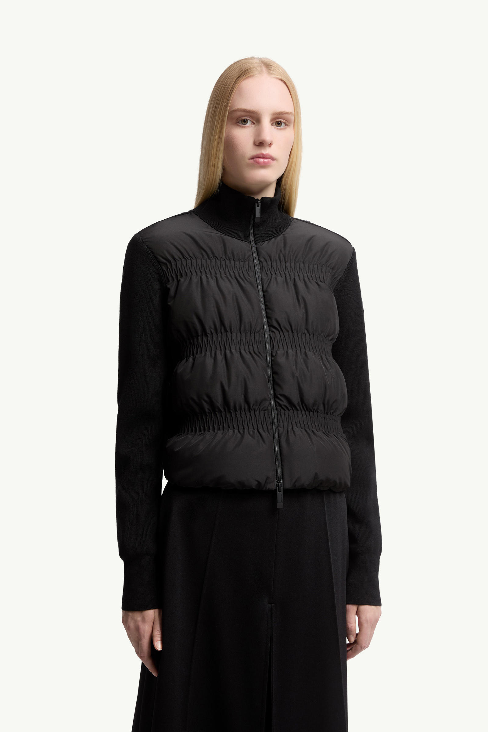 Padded Wool Zip-Up Cardigan Women Black Moncler 3