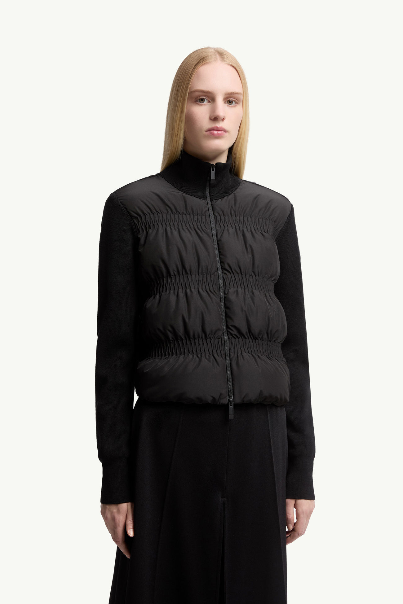 패딩 울 집업 카디건 여성 블랙 Moncler 3