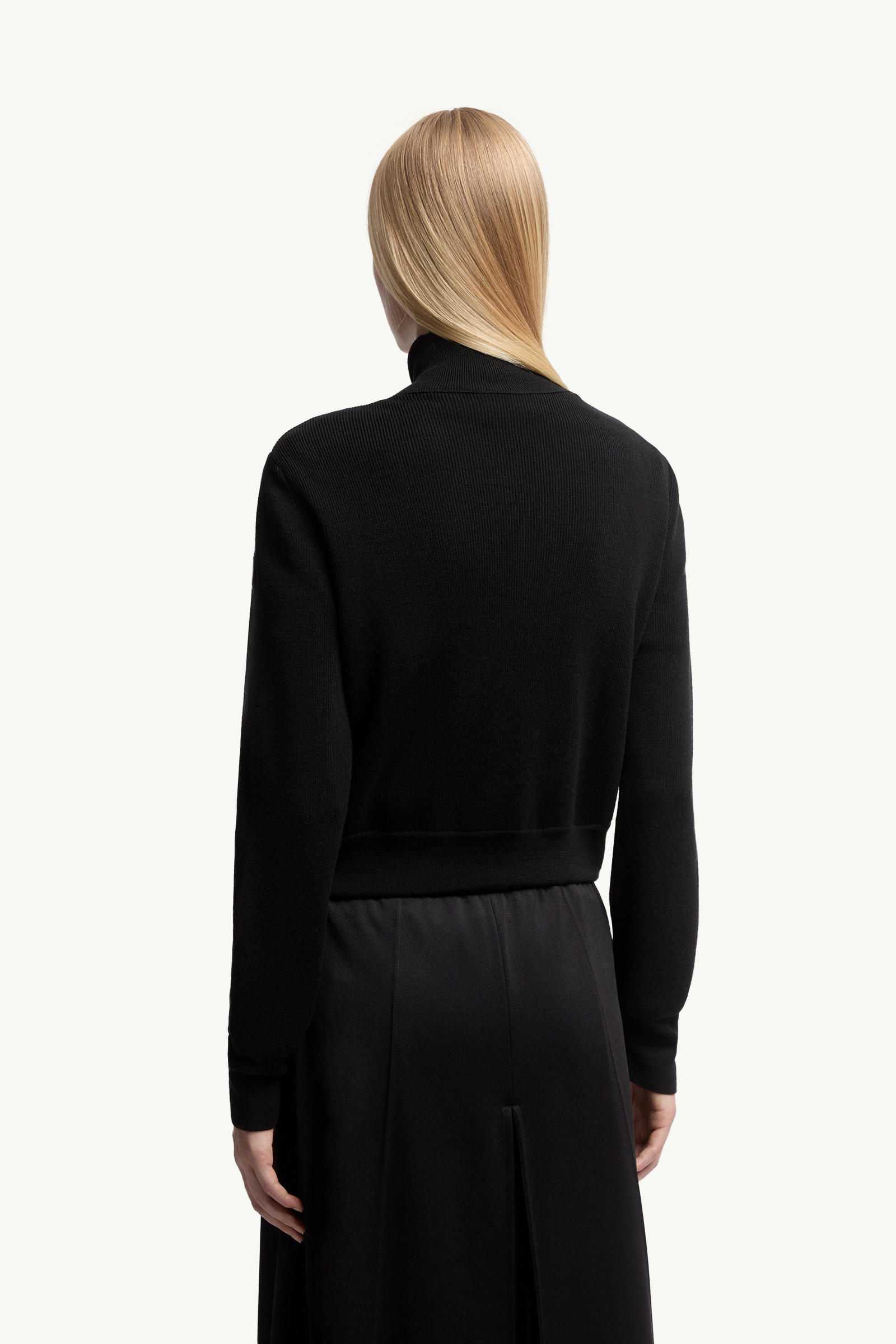 Wattierte Strickjacke aus Wolle mit Reißverschluss Damen Schwarz Moncler 4