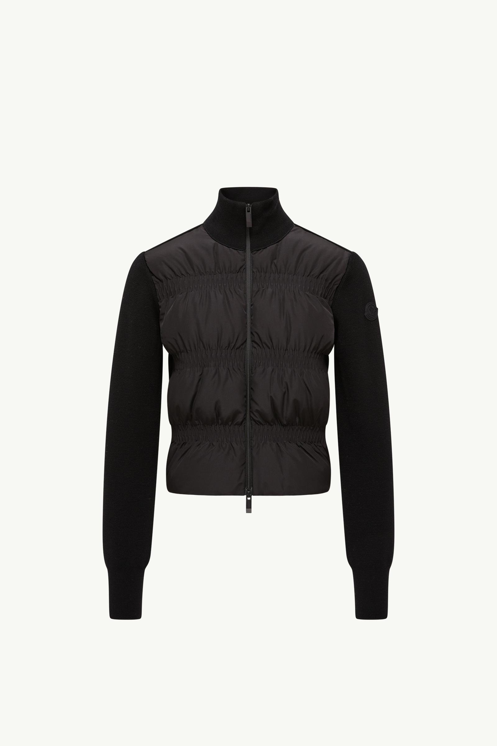 Black Padded Wool Zip-Up Cardigan - Sweaters & Cardigans for Women