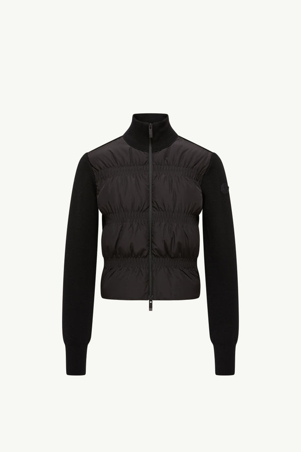 Padded Wool Zip-Up Cardigan Women Black Moncler 2