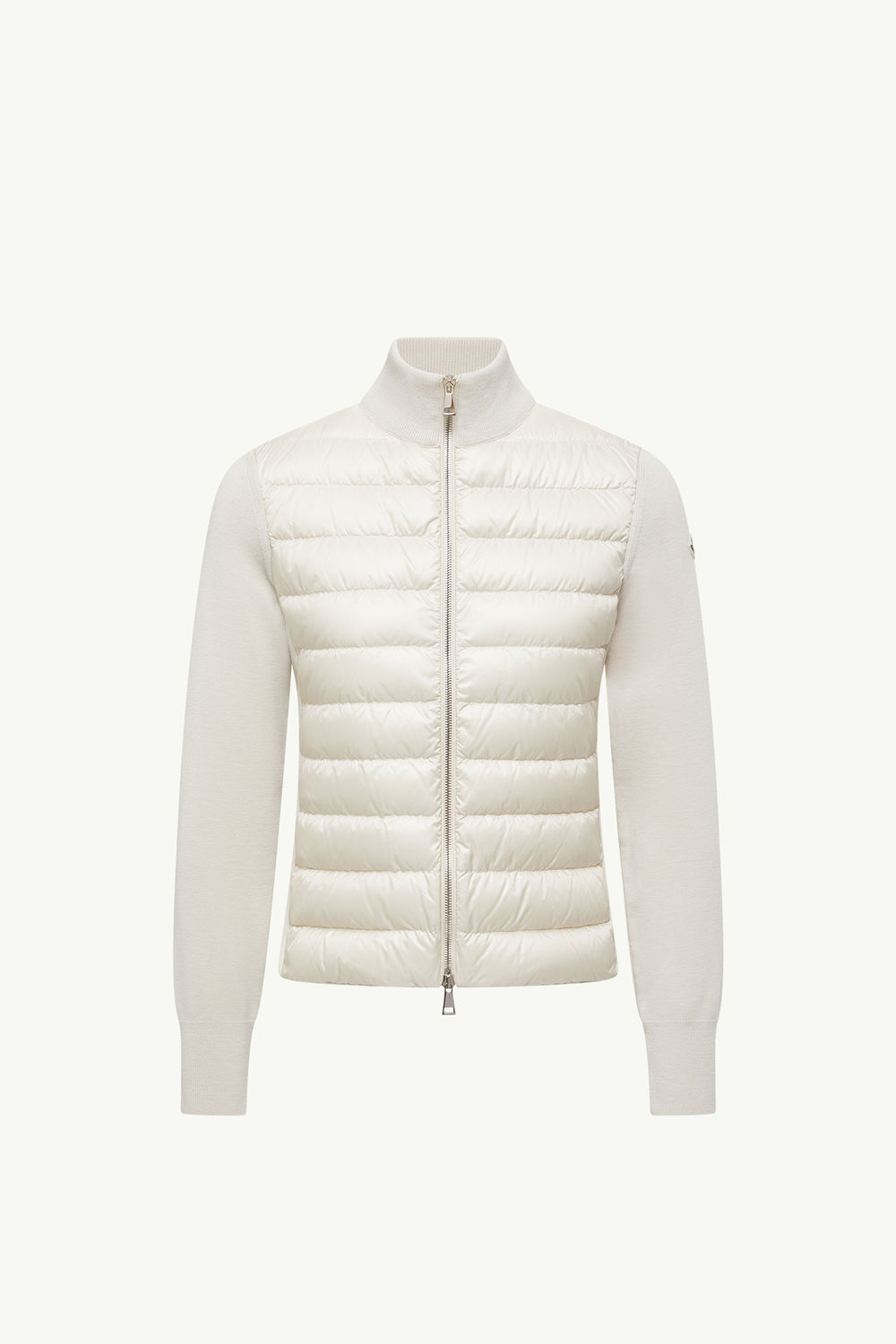 Padded Wool Zip-Up Cardigan Women Light Beige Moncler 2