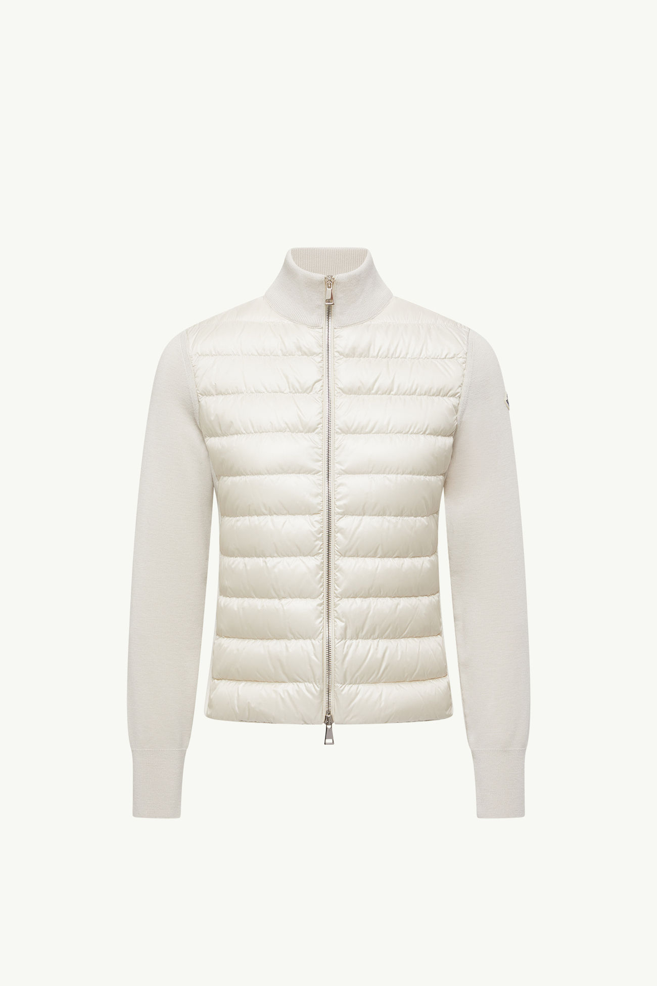 Padded Wool Zip-Up Cardigan Women Light Beige Moncler 2