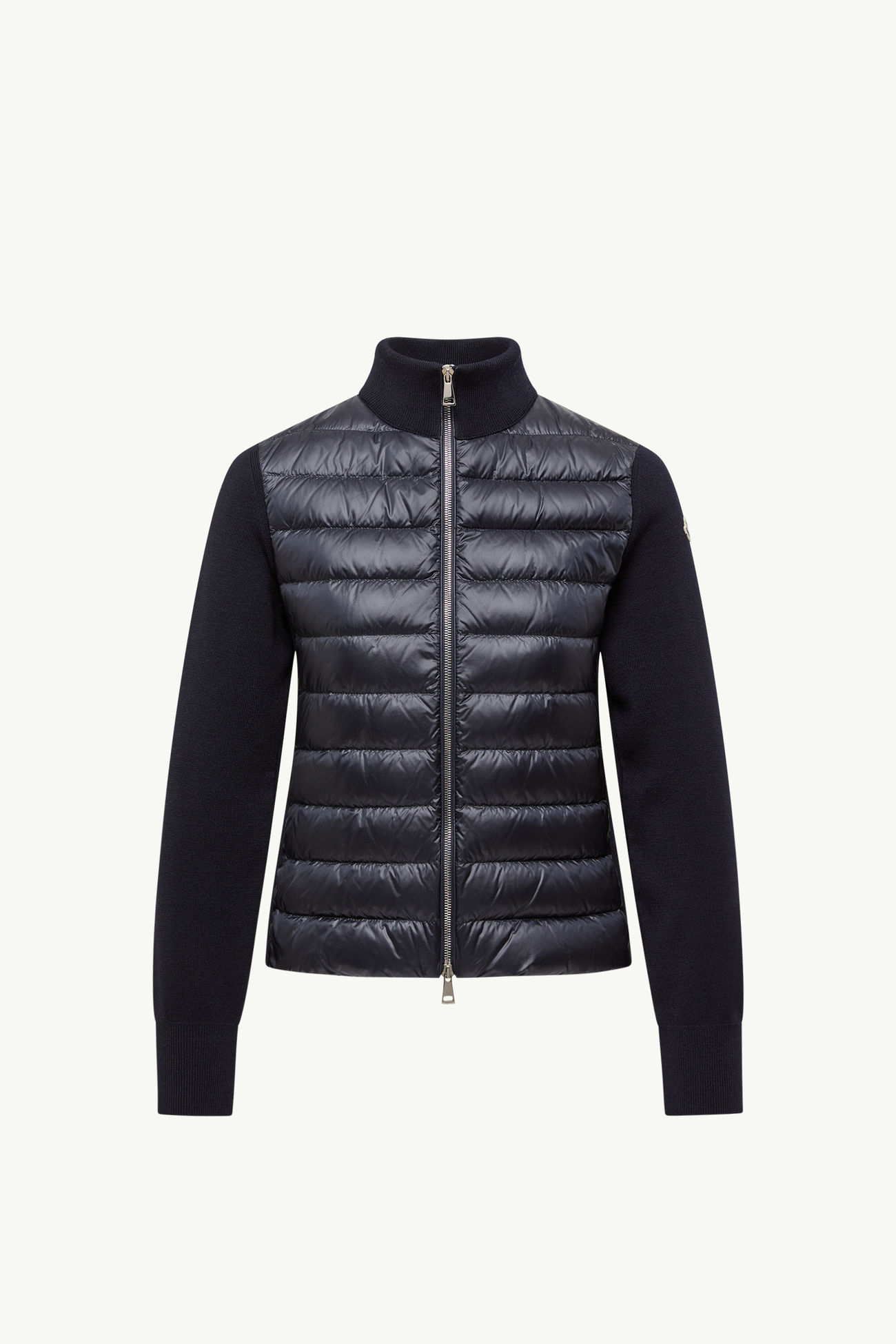 Cardigan zippé matelassé en laine Femmes Bleu marine Moncler 2
