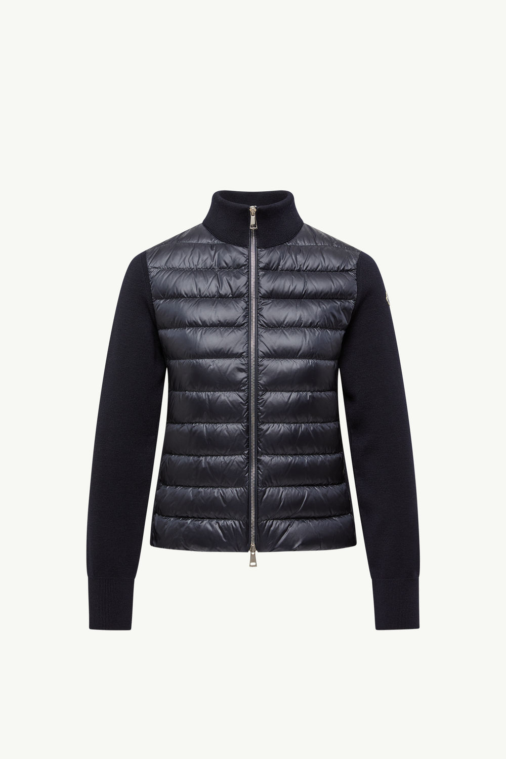 Padded Wool Zip-Up Cardigan Women Navy Blue Moncler 2