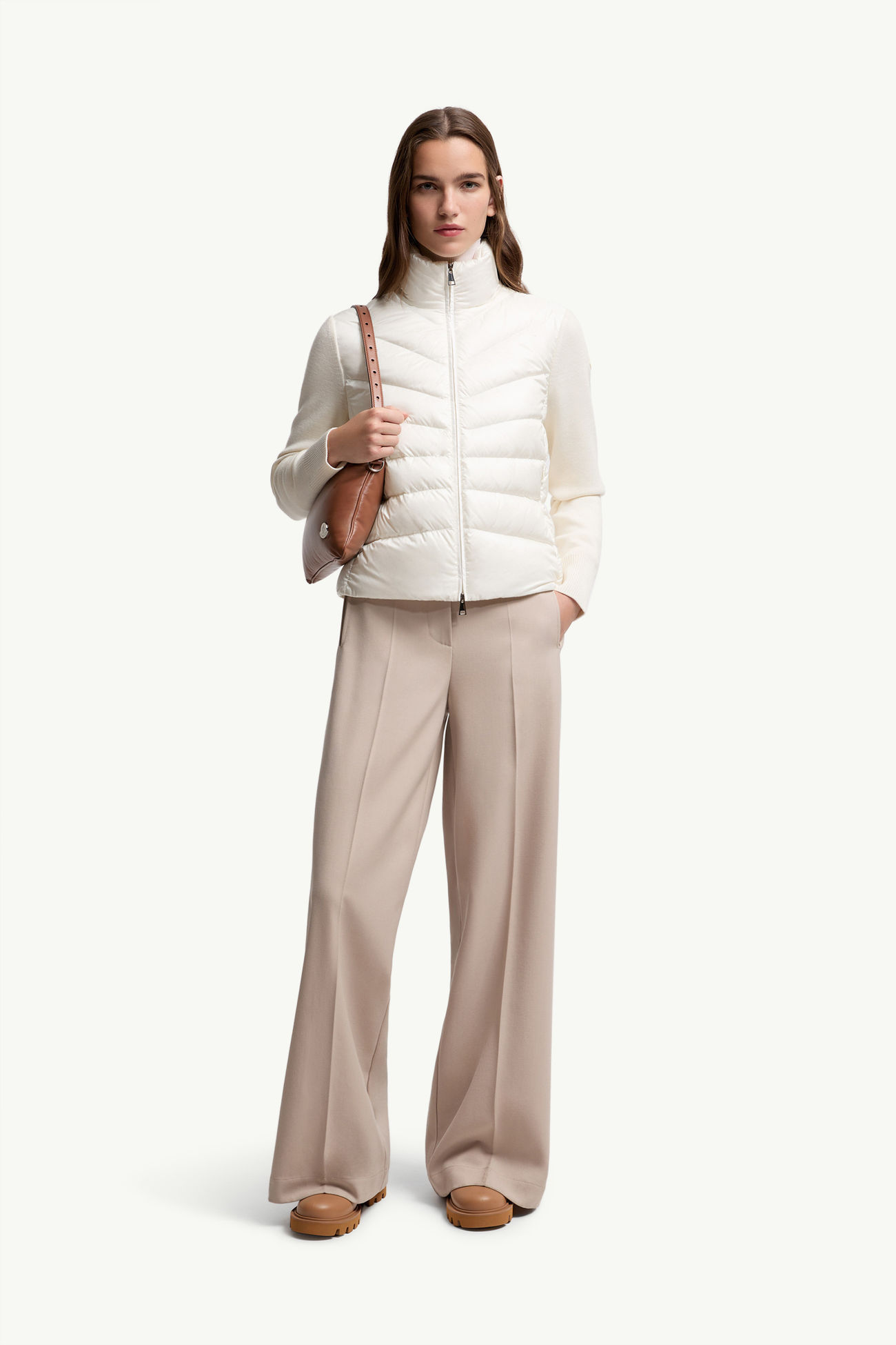 Cardigan imbottito in lana Donna Bianco Moncler 0