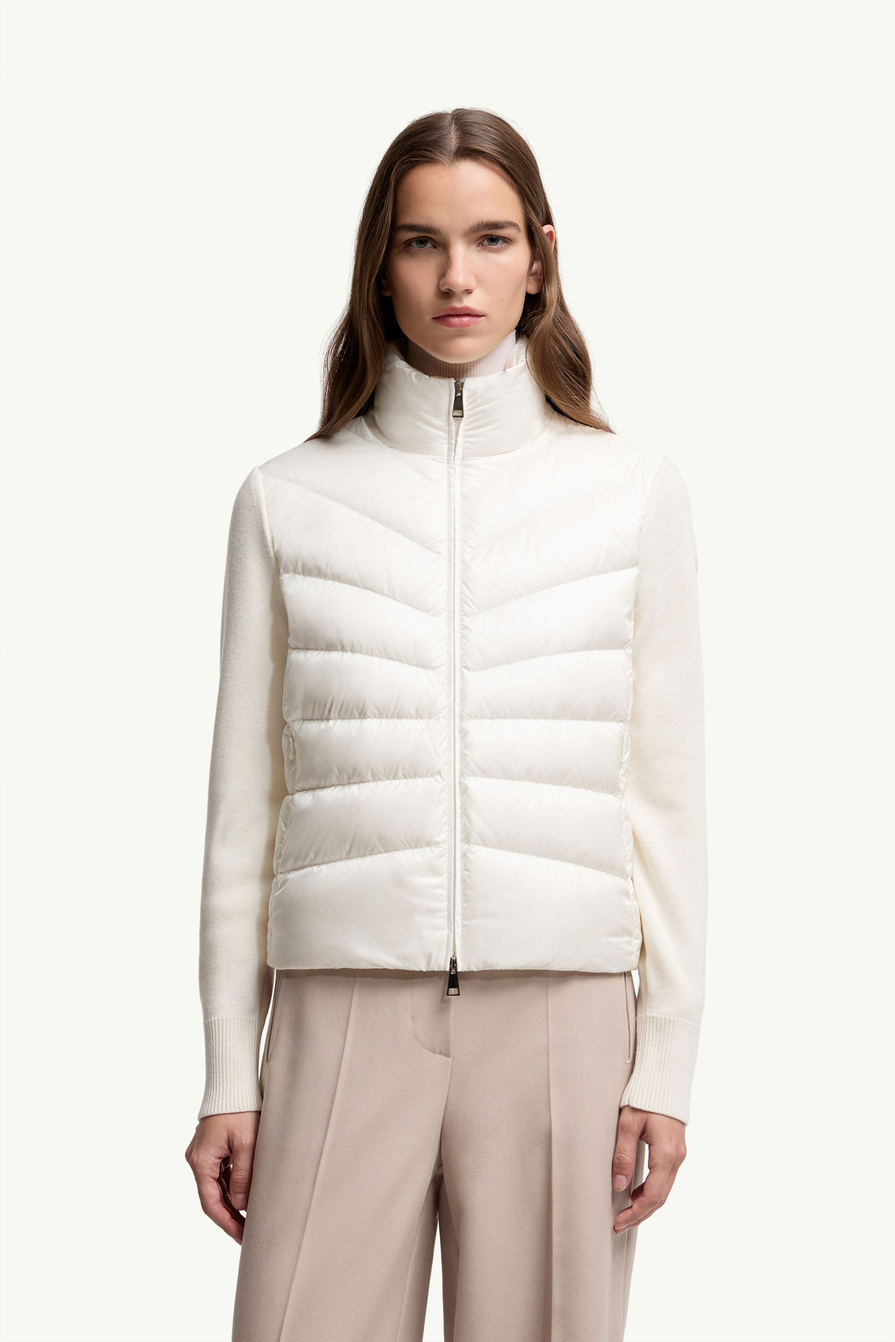 Cardigan matelassé en laine Femmes Blanc Moncler 3
