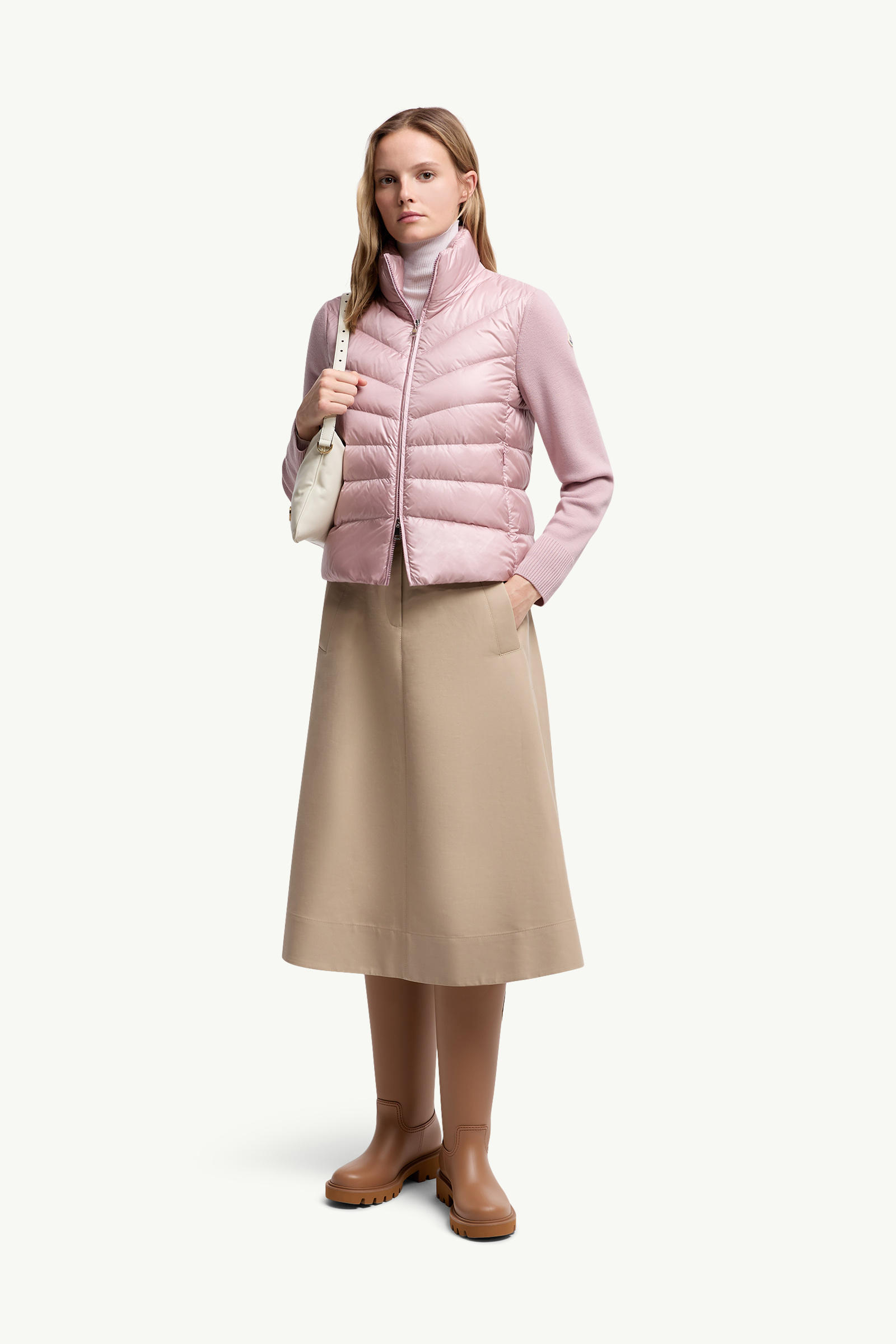 Cardigan matelassé en laine Femmes Rose Moncler 0
