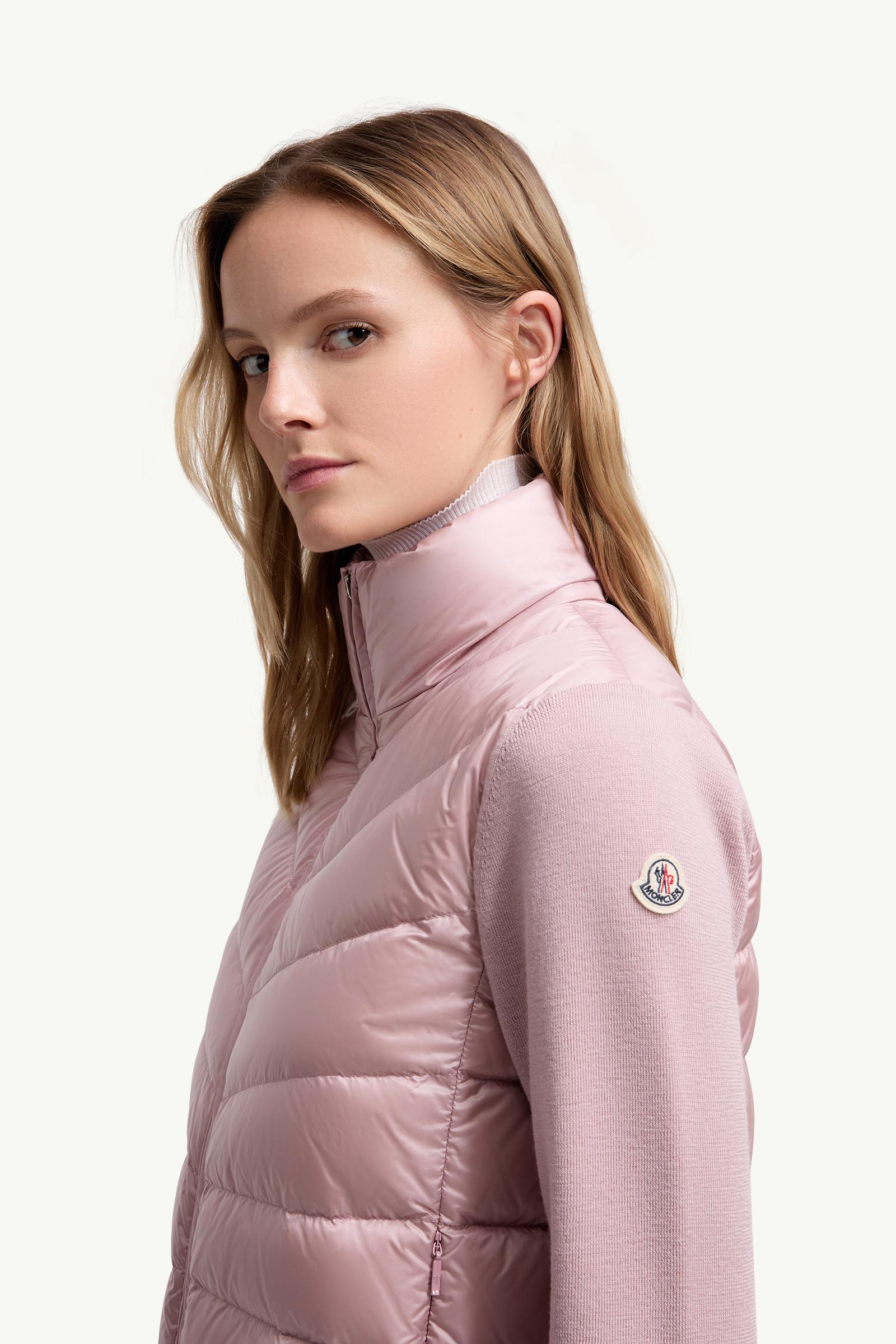 Cardigan matelassé en laine Femmes Rose Moncler 1