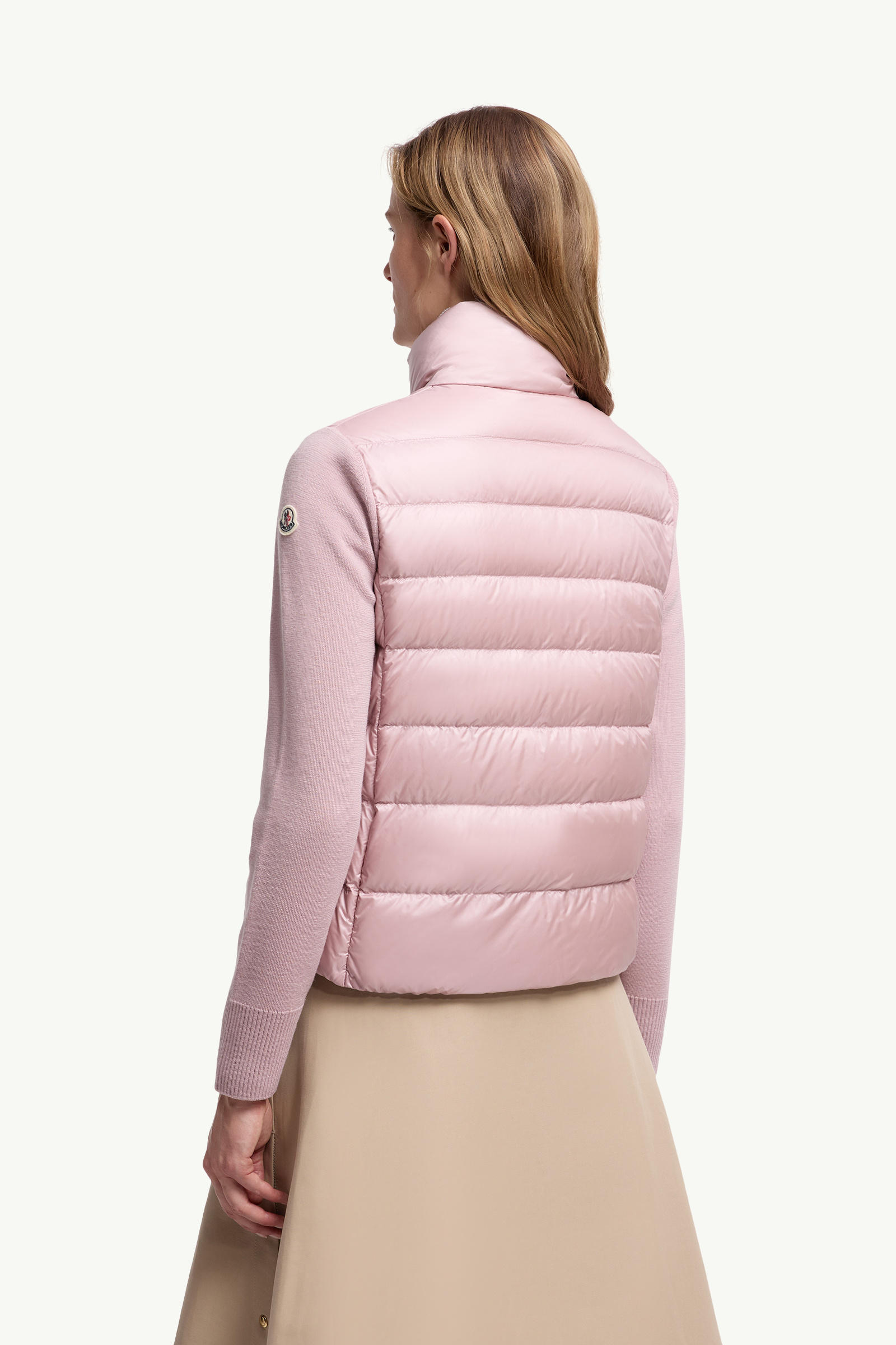 Cardigan matelassé en laine Femmes Rose Moncler 4