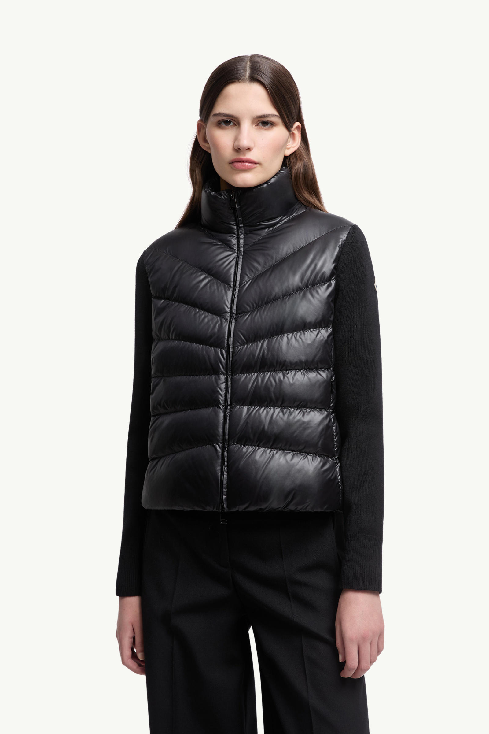 Gepolsterte Strickjacke aus Wolle Damen Schwarz Moncler 3