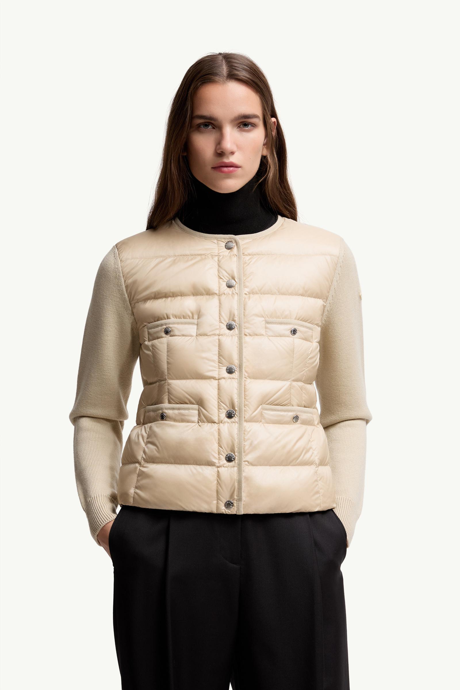 Beige Padded Wool Cardigan - Sweaters & Cardigans for Women