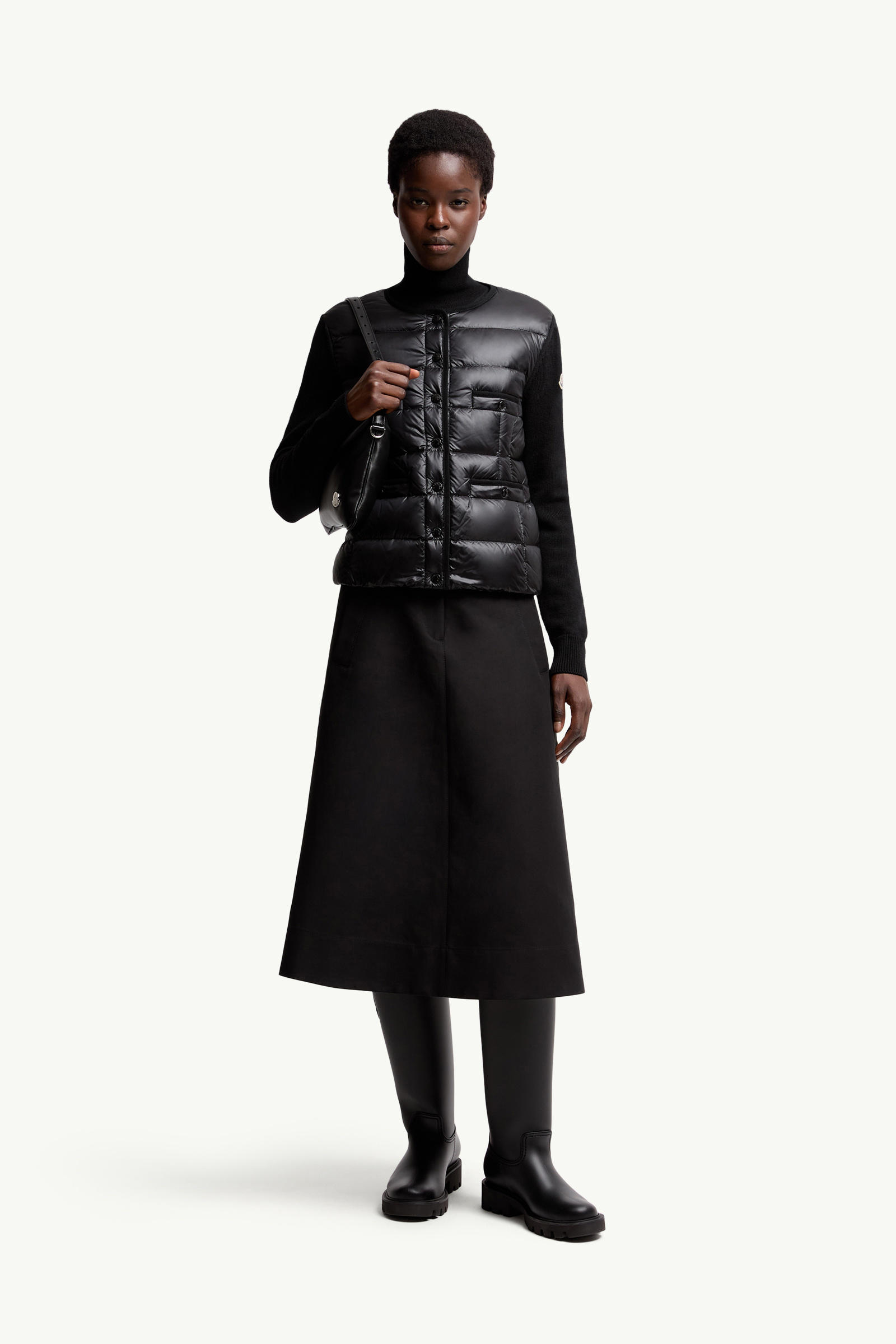 Gepolsterte Strickjacke aus Wolle Schwarz Moncler 0