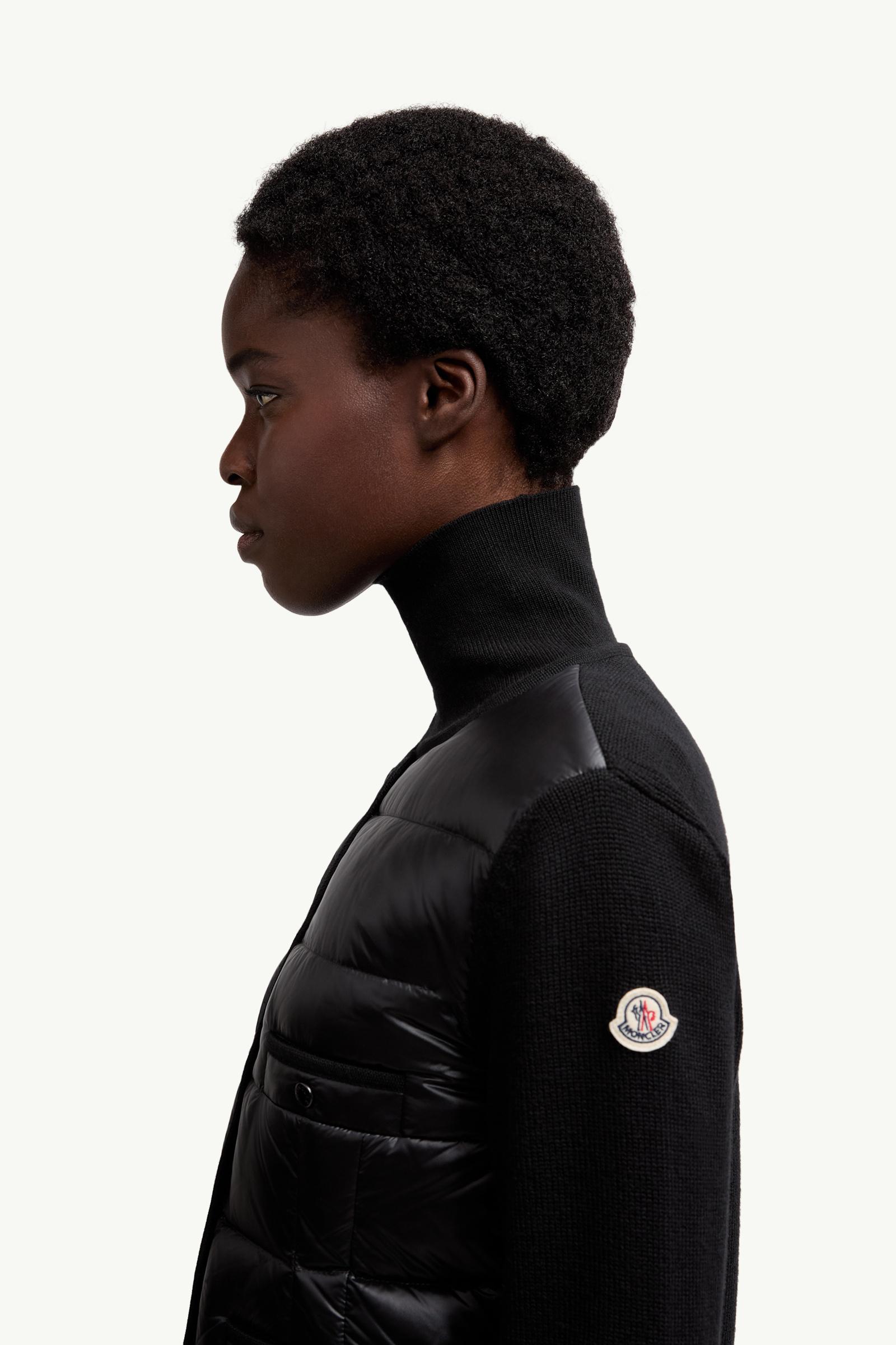 Gepolsterte Strickjacke aus Wolle Schwarz Moncler 1