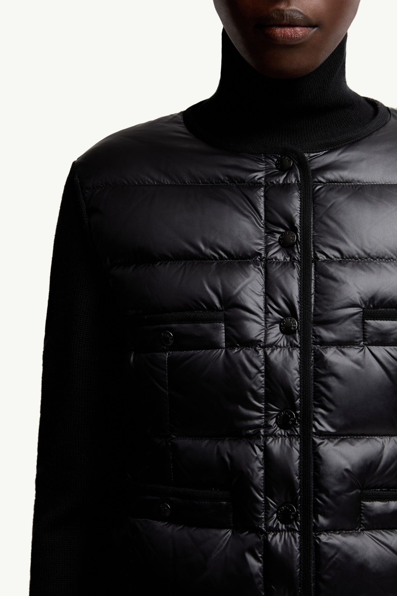 Cardigan imbottito in lana Nero Moncler 5