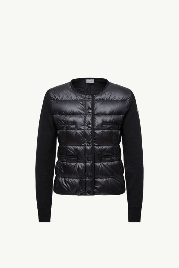 Gepolsterte Strickjacke aus Wolle Schwarz Moncler 2