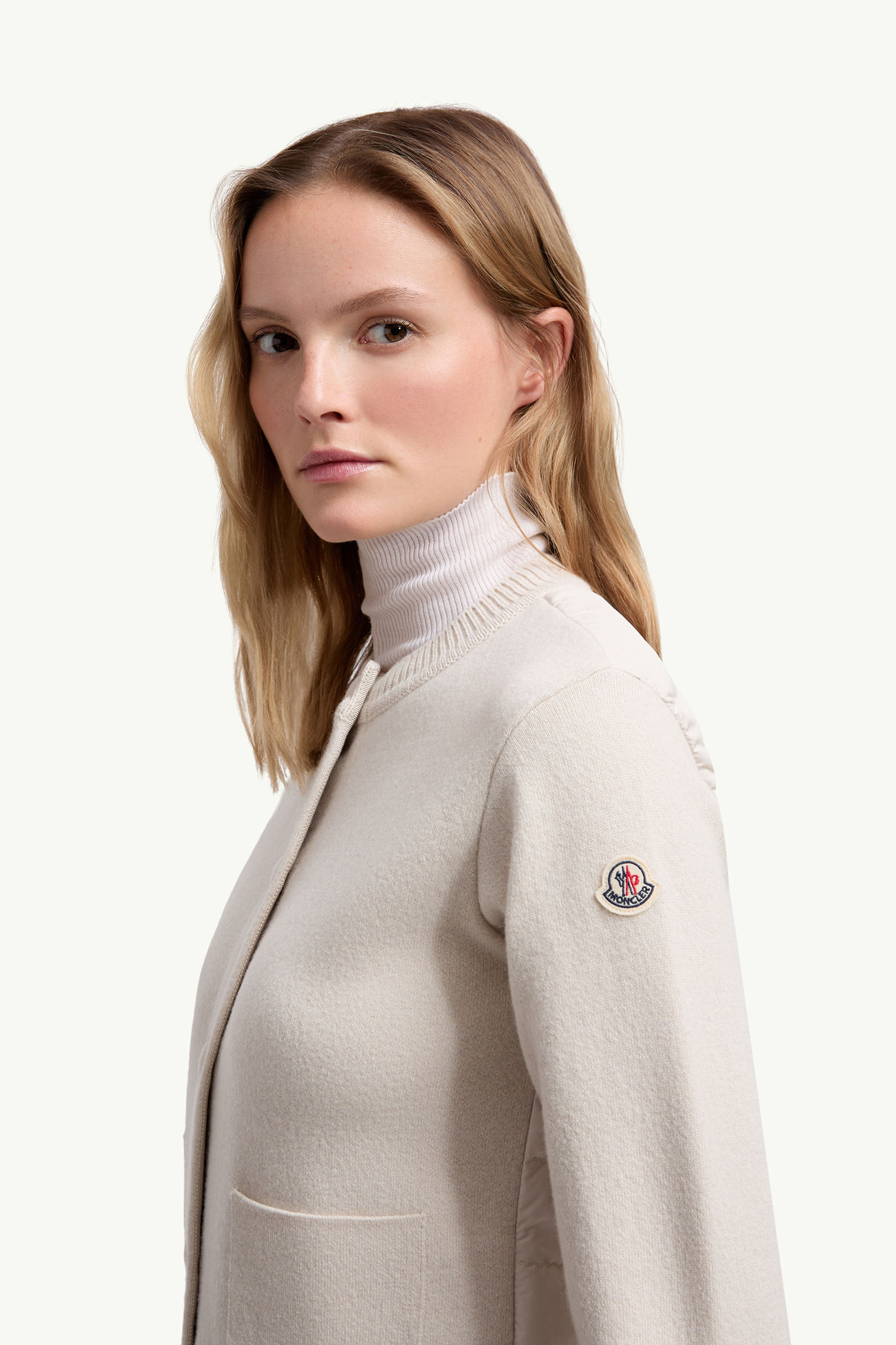 Cardigan matelassé en laine Femmes Blanc Moncler 1