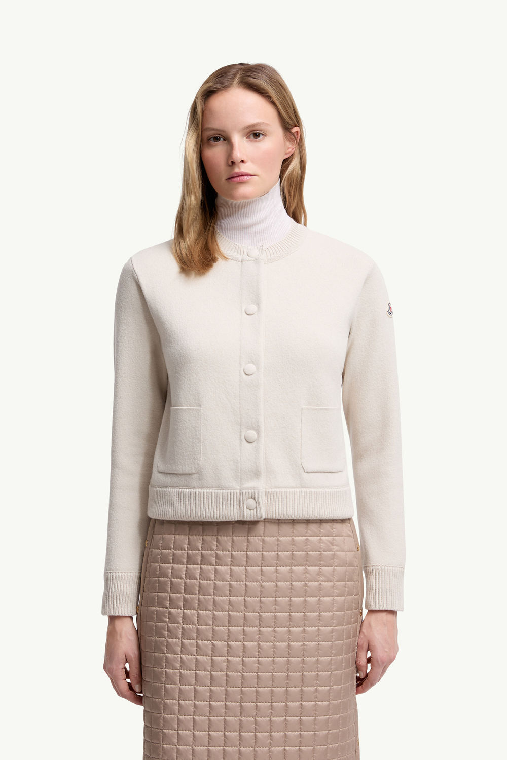 Padded Wool Cardigan Women White Moncler 3