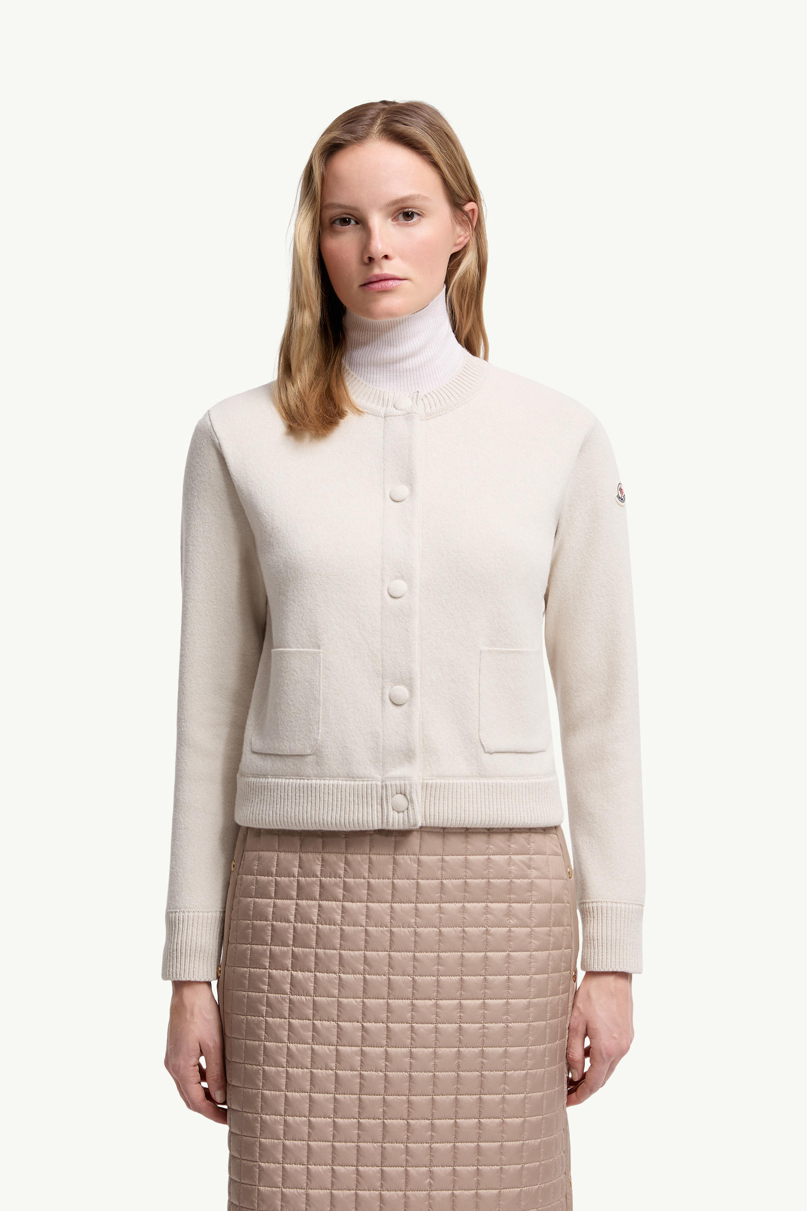Padded Wool Cardigan Women White Moncler 3