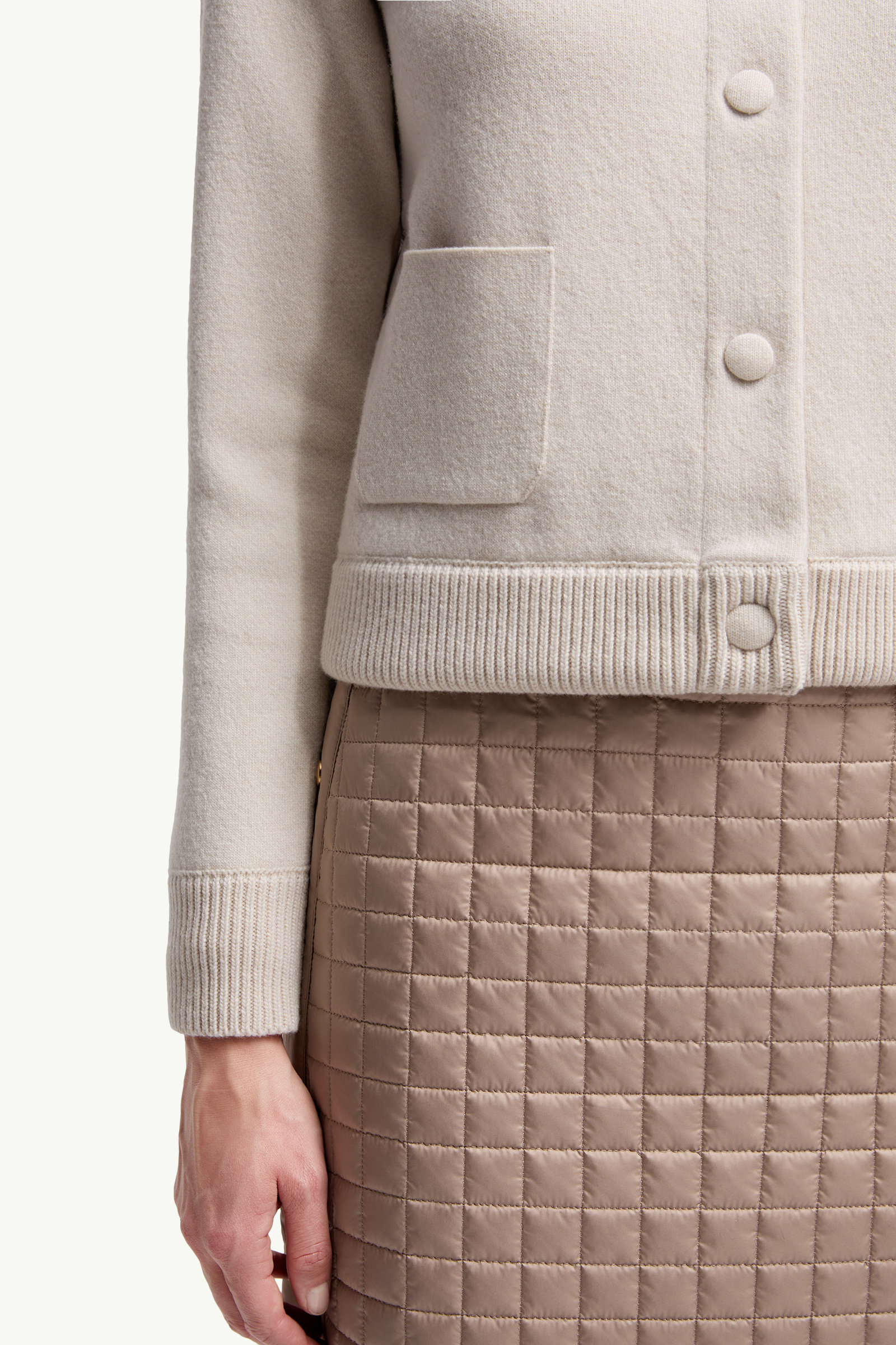 Padded Wool Cardigan Women White Moncler 5