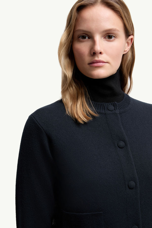 Padded Wool Cardigan Women Navy Blue Moncler 5