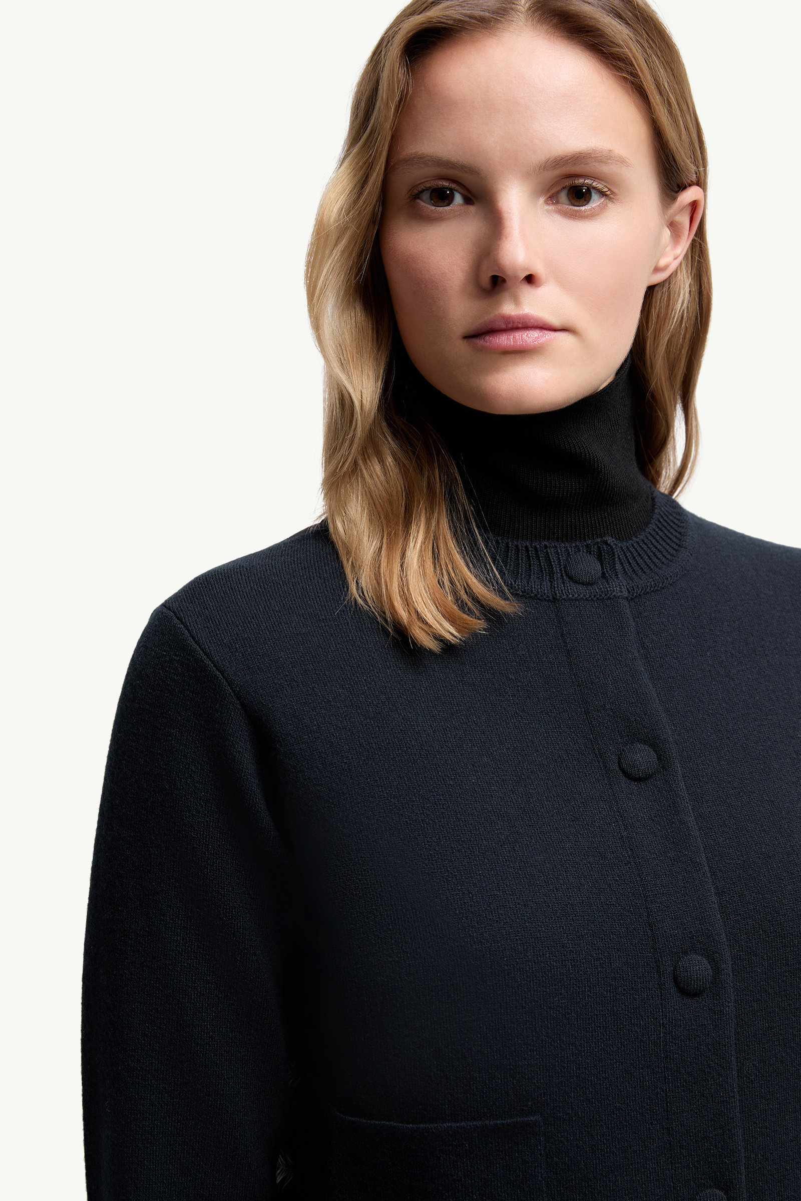 Padded Wool Cardigan Women Navy Blue Moncler 5