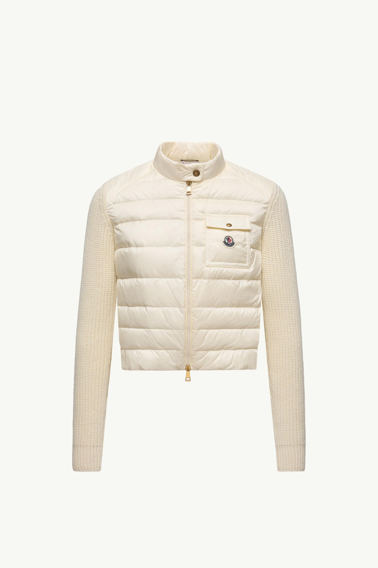 White Padded Wool Zip-Up Cardigan - Sweaters & Cardigans for Women