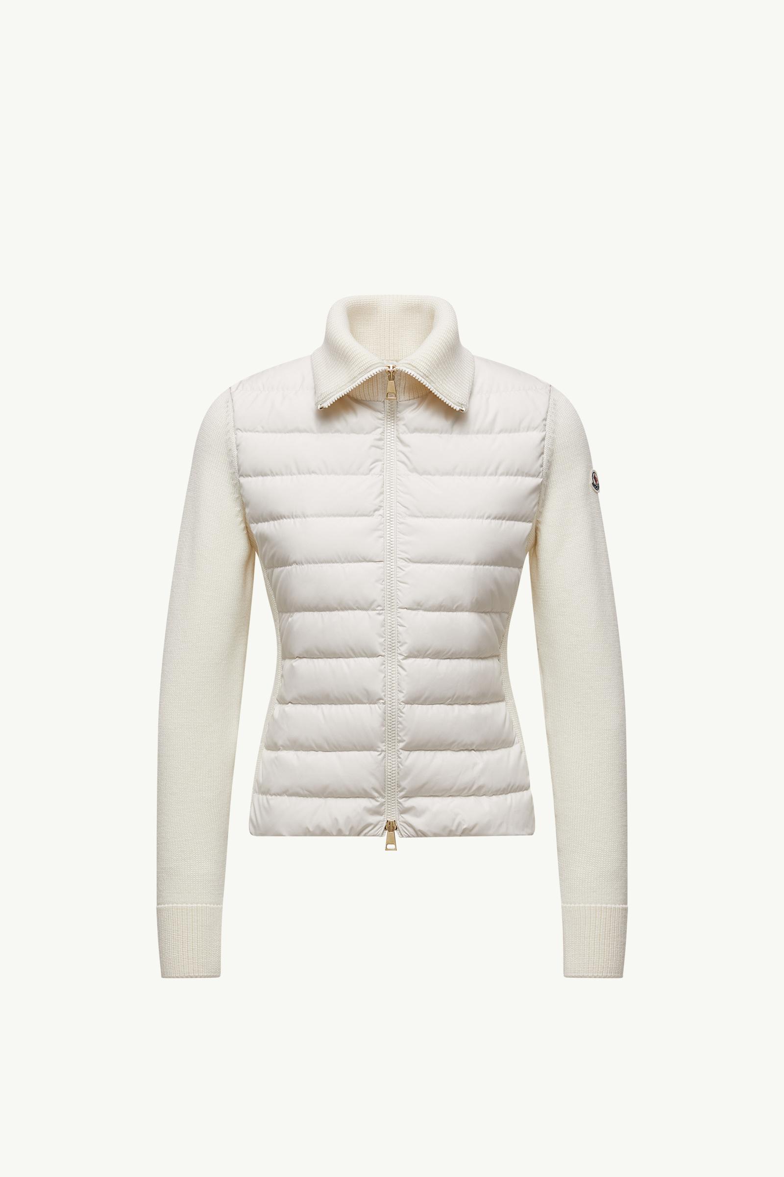 美品 MONCLER ホワイト CADIGAN TRICOT padded-wool-zip-up-cardigan-