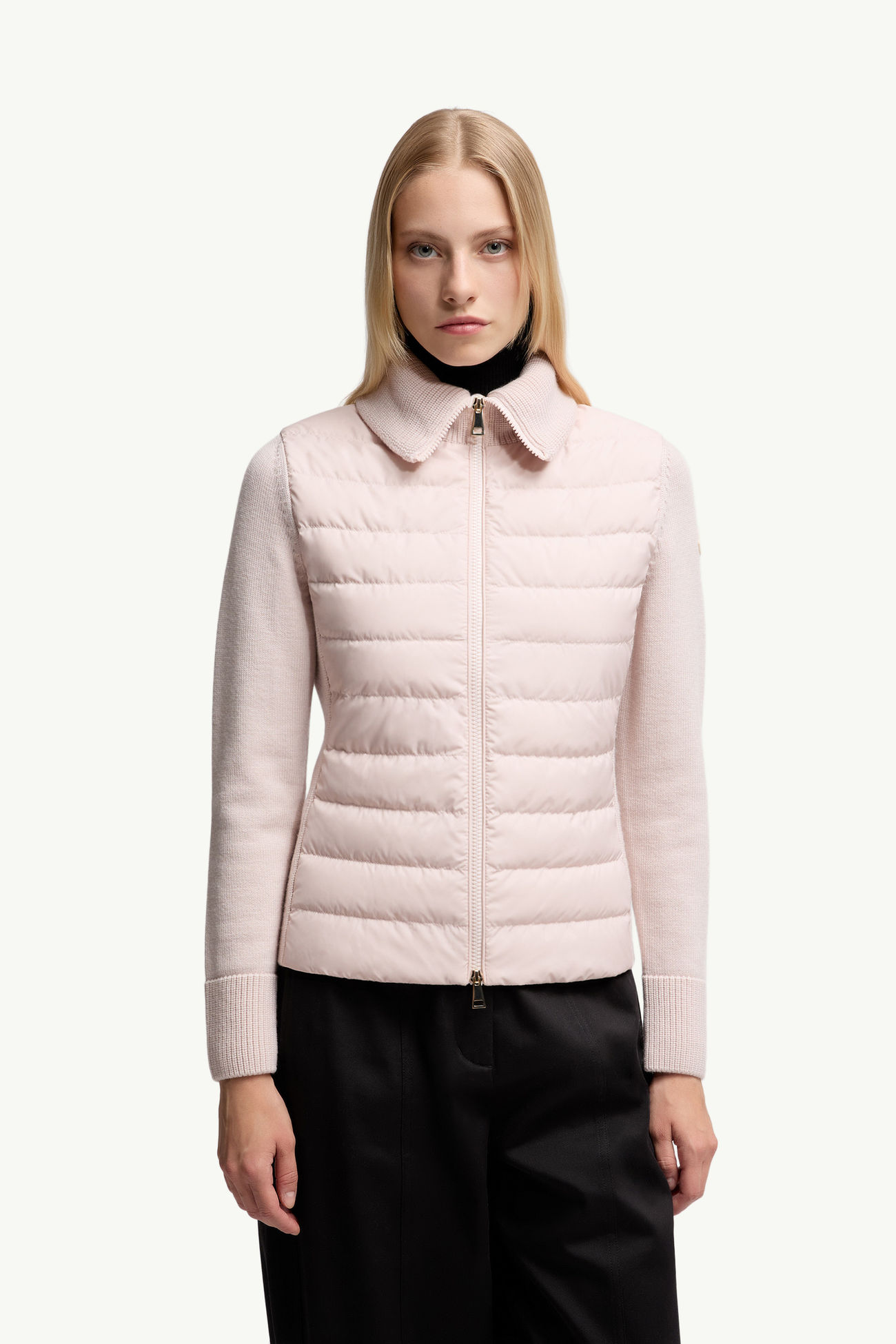 Padded Wool Zip-Up Cardigan Women Pink Moncler 3