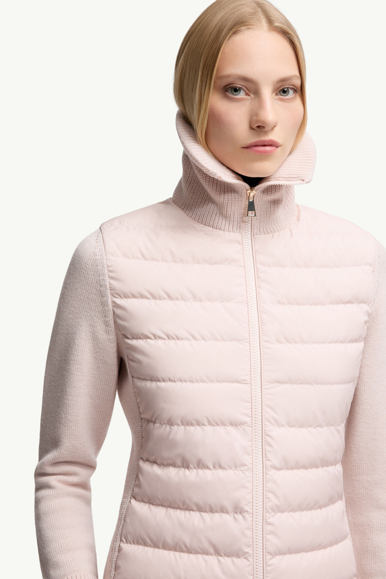 Padded Wool Zip-Up Cardigan Women Pink Moncler 5