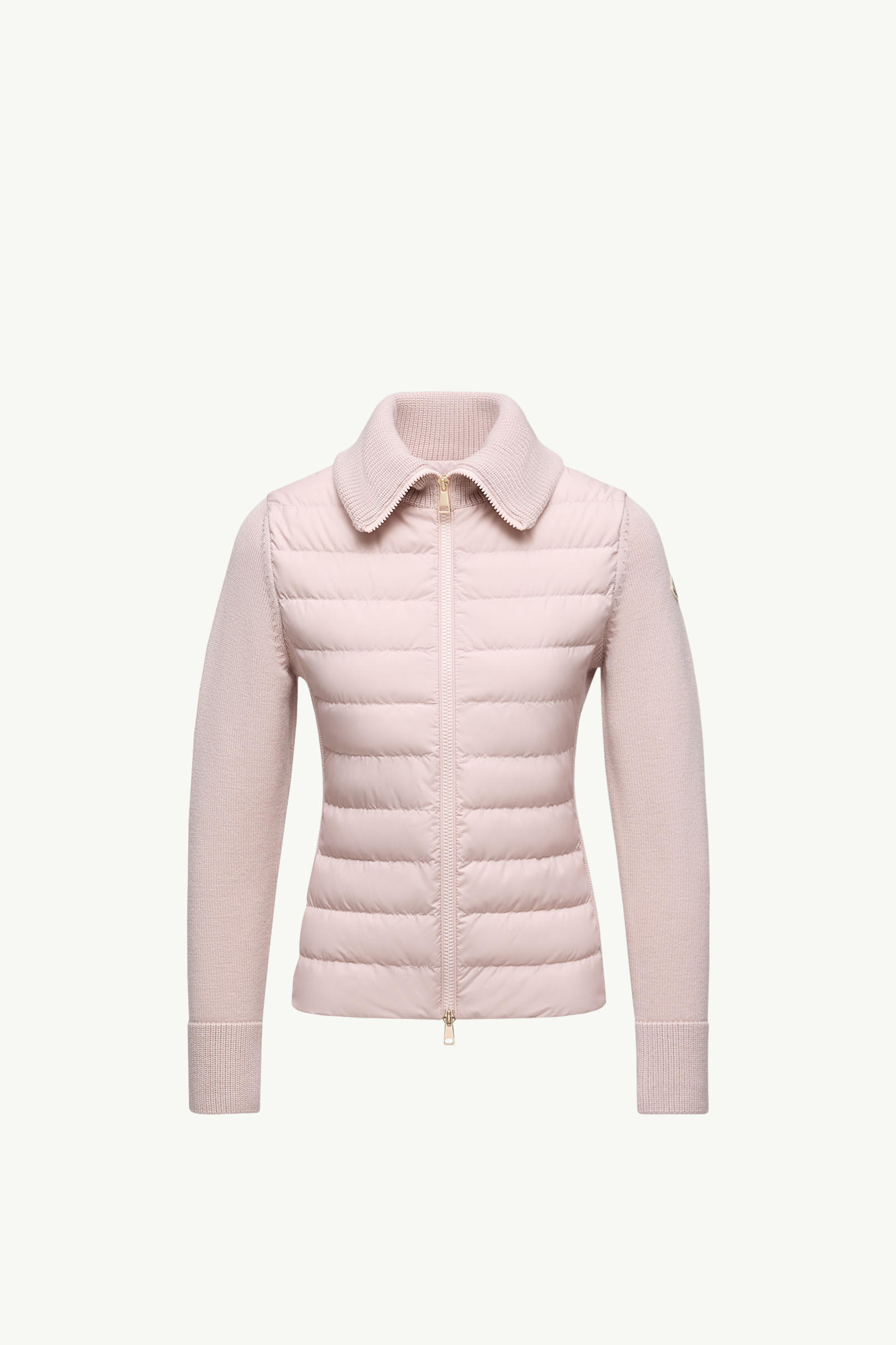 Padded Wool Zip-Up Cardigan Women Pink Moncler 2
