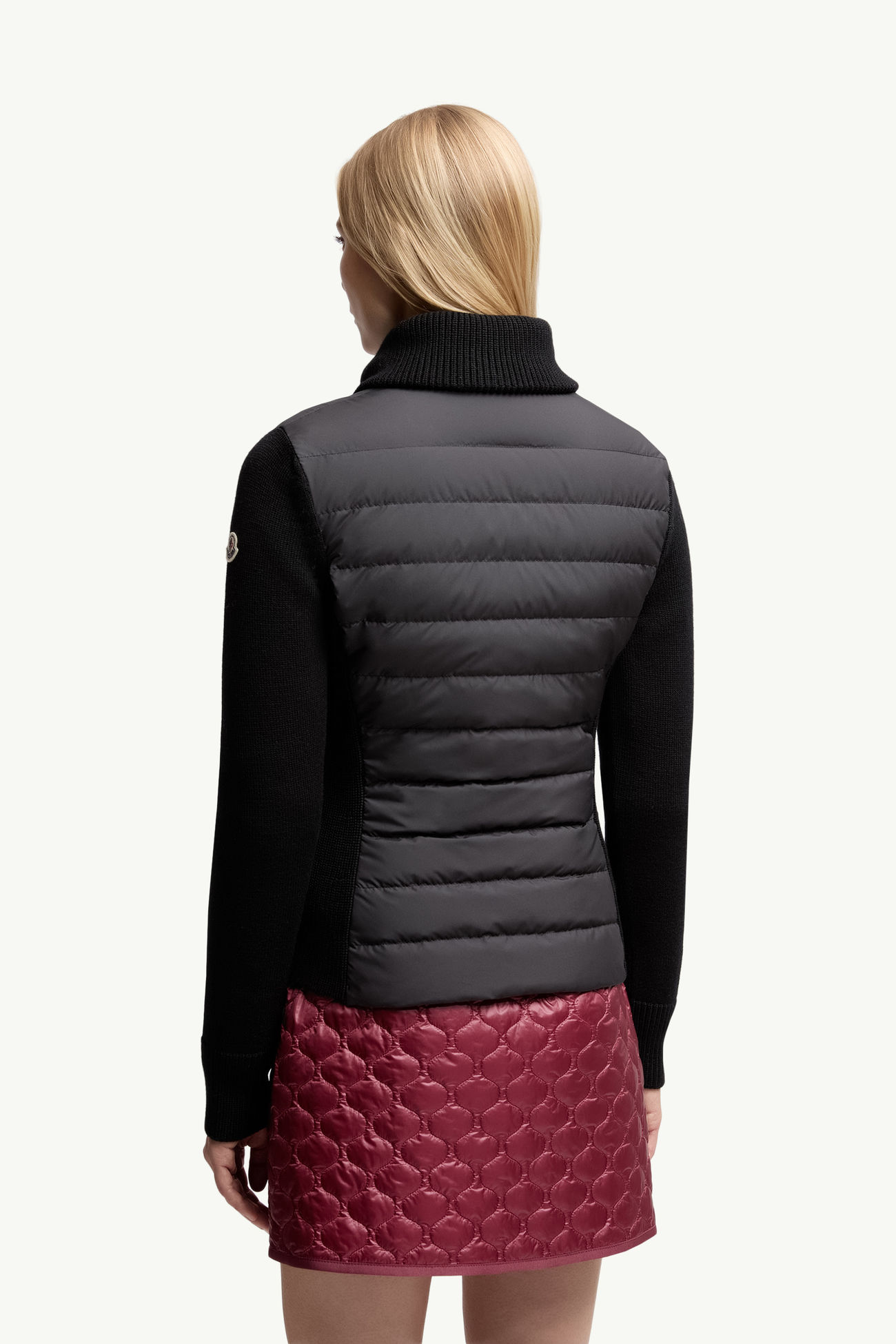 夾層羊毛拉鏈開襟毛衣 女士 黑色 Moncler 4