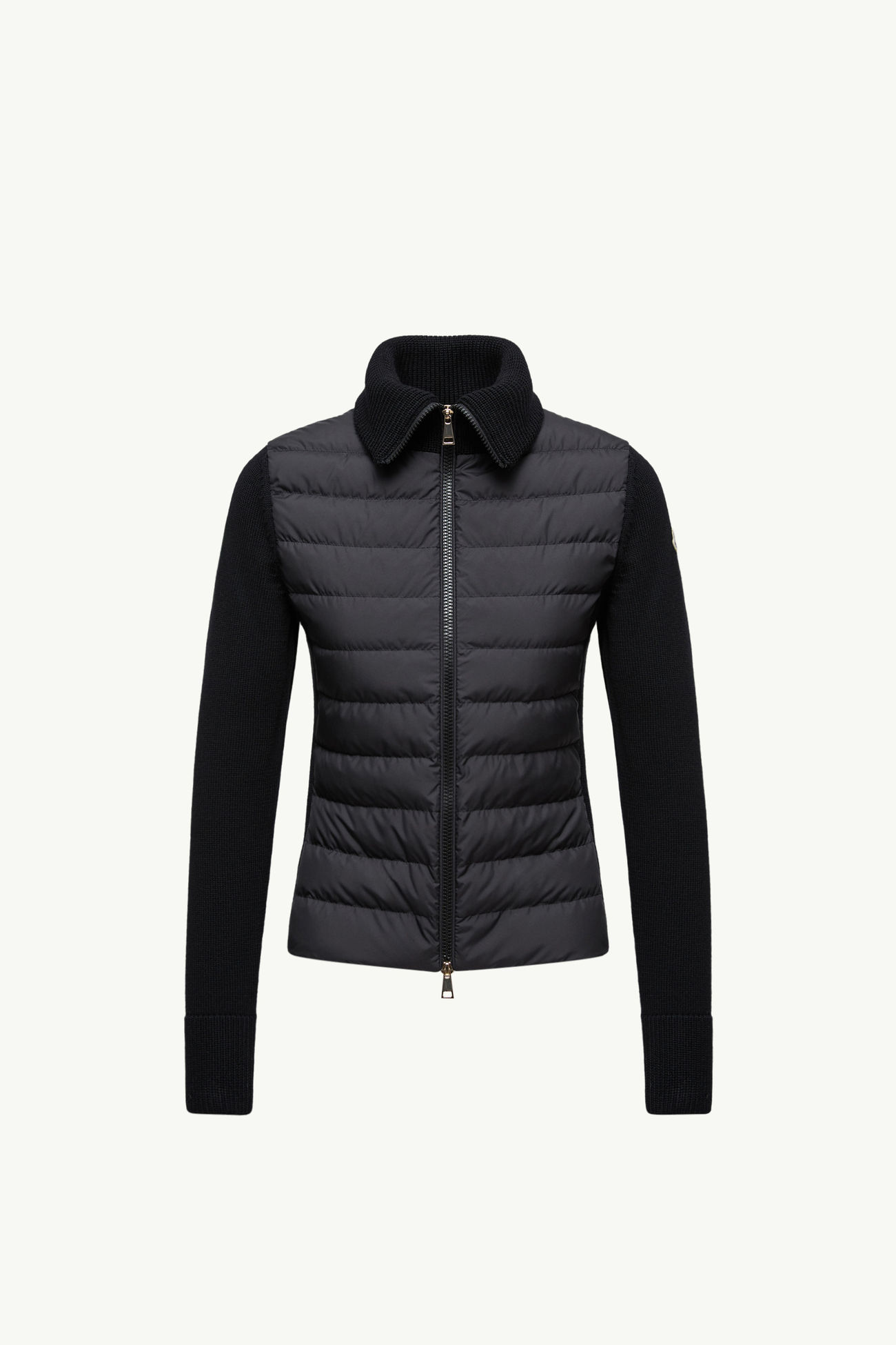 夾層羊毛拉鏈開襟毛衣 女士 黑色 Moncler 2