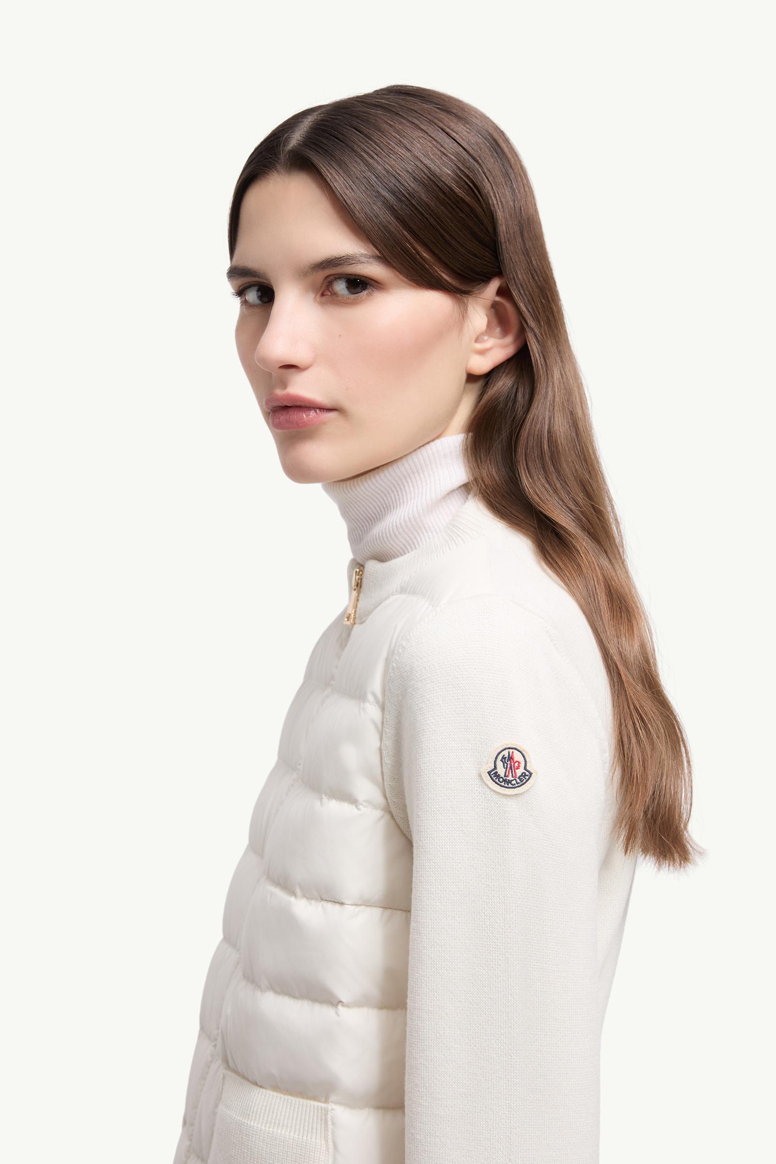 Padded Wool Zip-Up Cardigan Women White Moncler 1